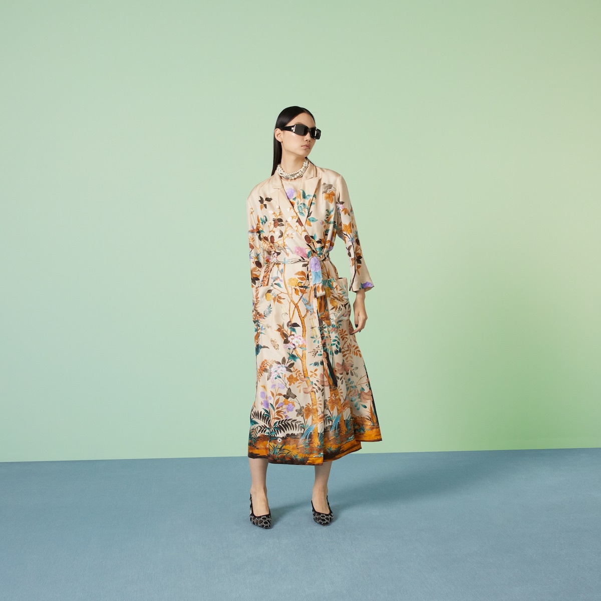 Gucci Tian print silk gown - 5