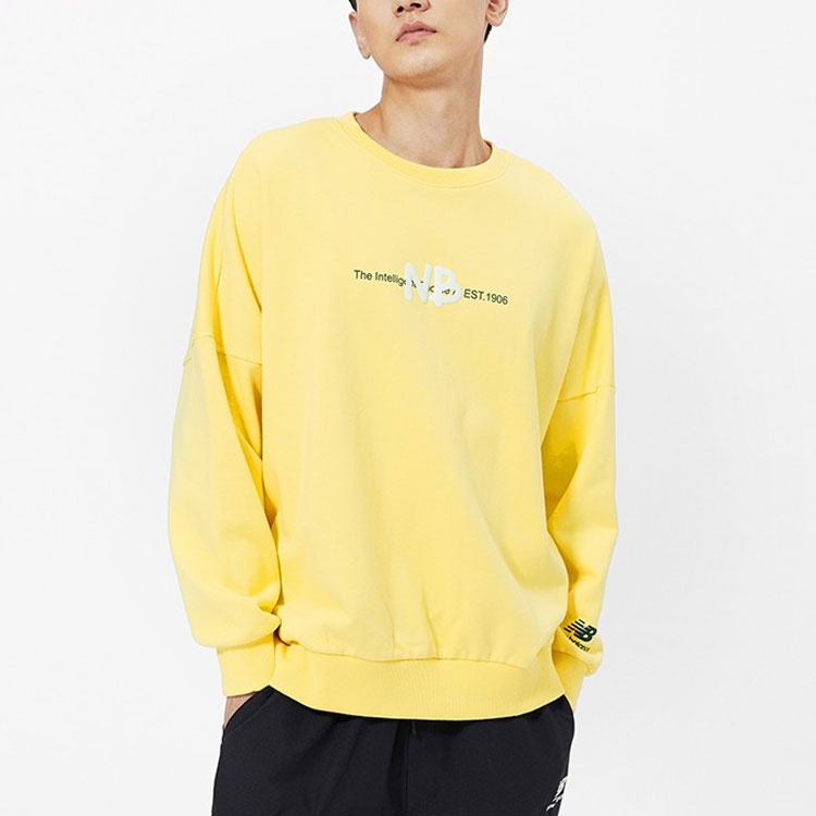 New Balance Men's New Balance Logo Printing Knit Sports Round Neck Pullover Yellow AMT13365-LHZ - 3