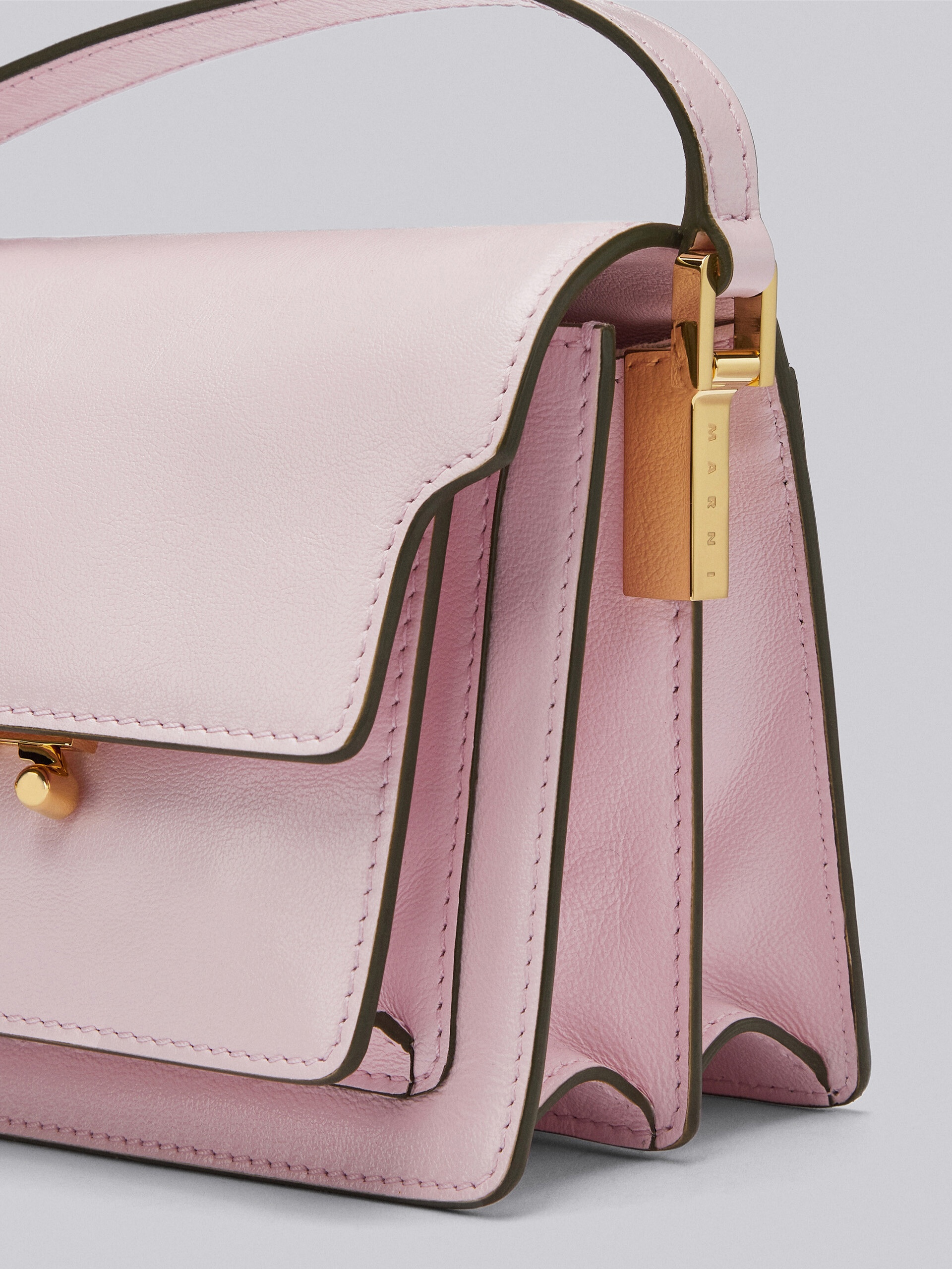 Marni TRUNK SOFT MINI BAG IN PINK LEATHER REVERSIBLE