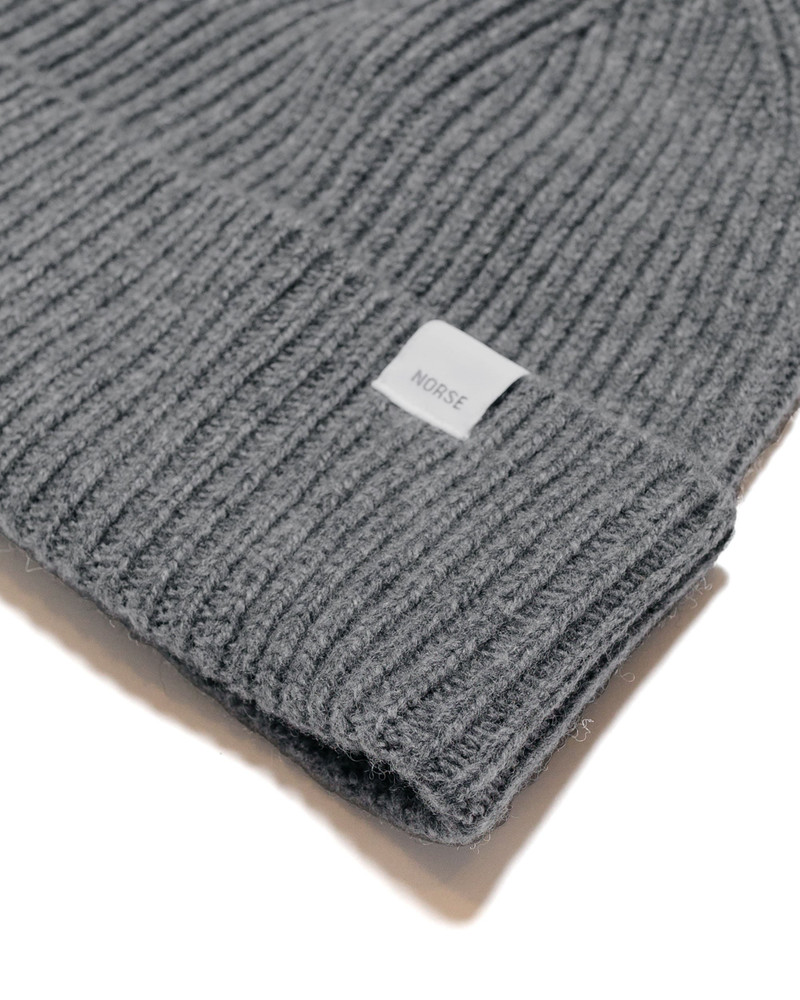 NORSE PROJECTS Standard Merino Lambswool Beanie Grey Melange outlook