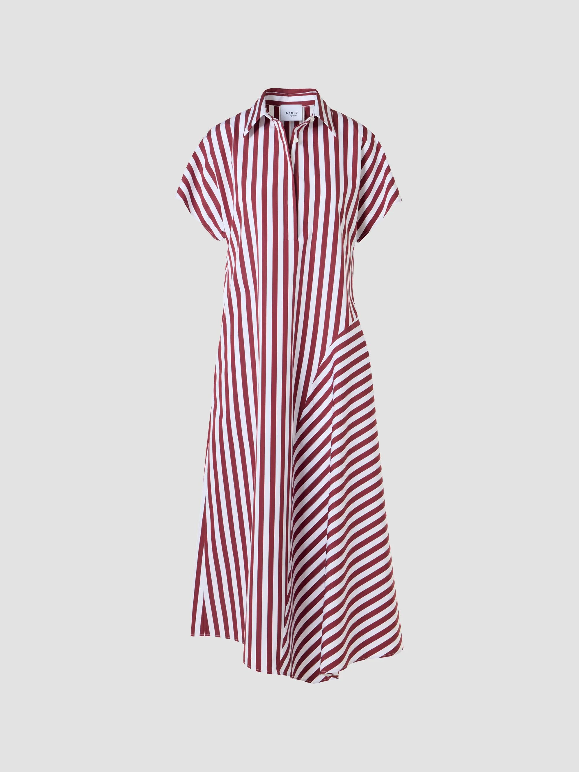 Women's Kodak Striped Cotton Midi Shirtdress - Pomegranate Cream - 1