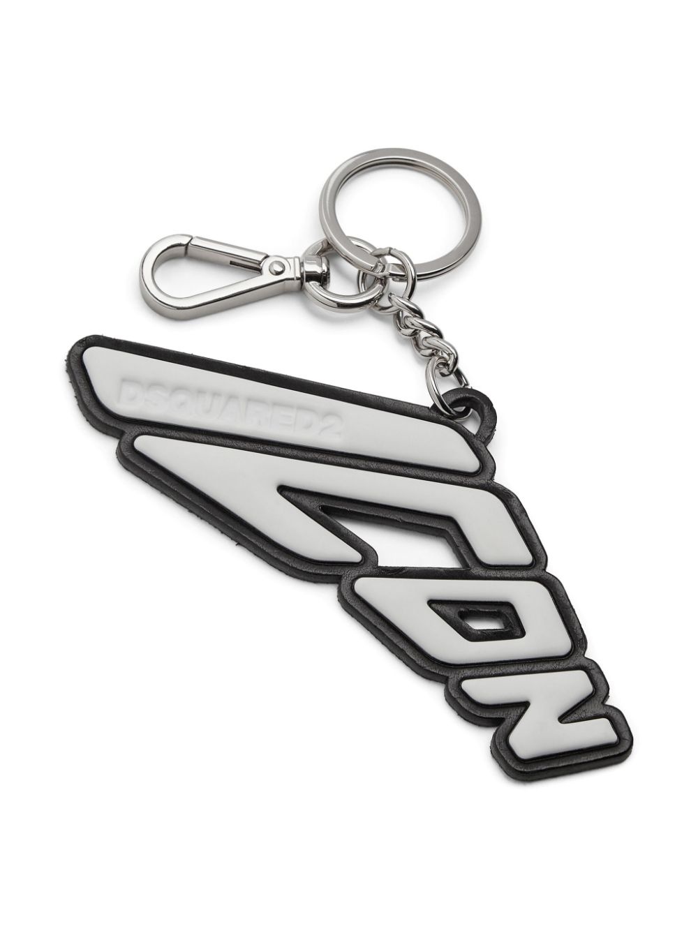 slogan-charm leather keyring - 3
