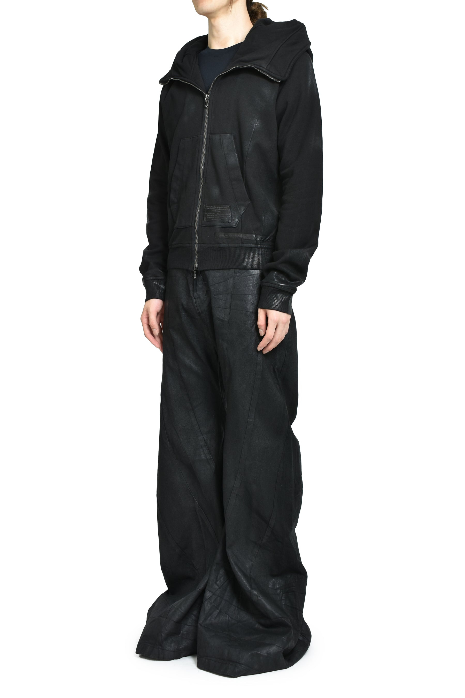 COATING ZIP UP HOODIE / BLK WAX - 4