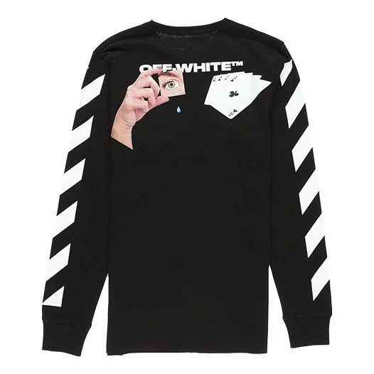Off-White MENS Virgil Abloh Diag Hand Card Long Sleeve Tee Black OMAB001E191850111088 - 1