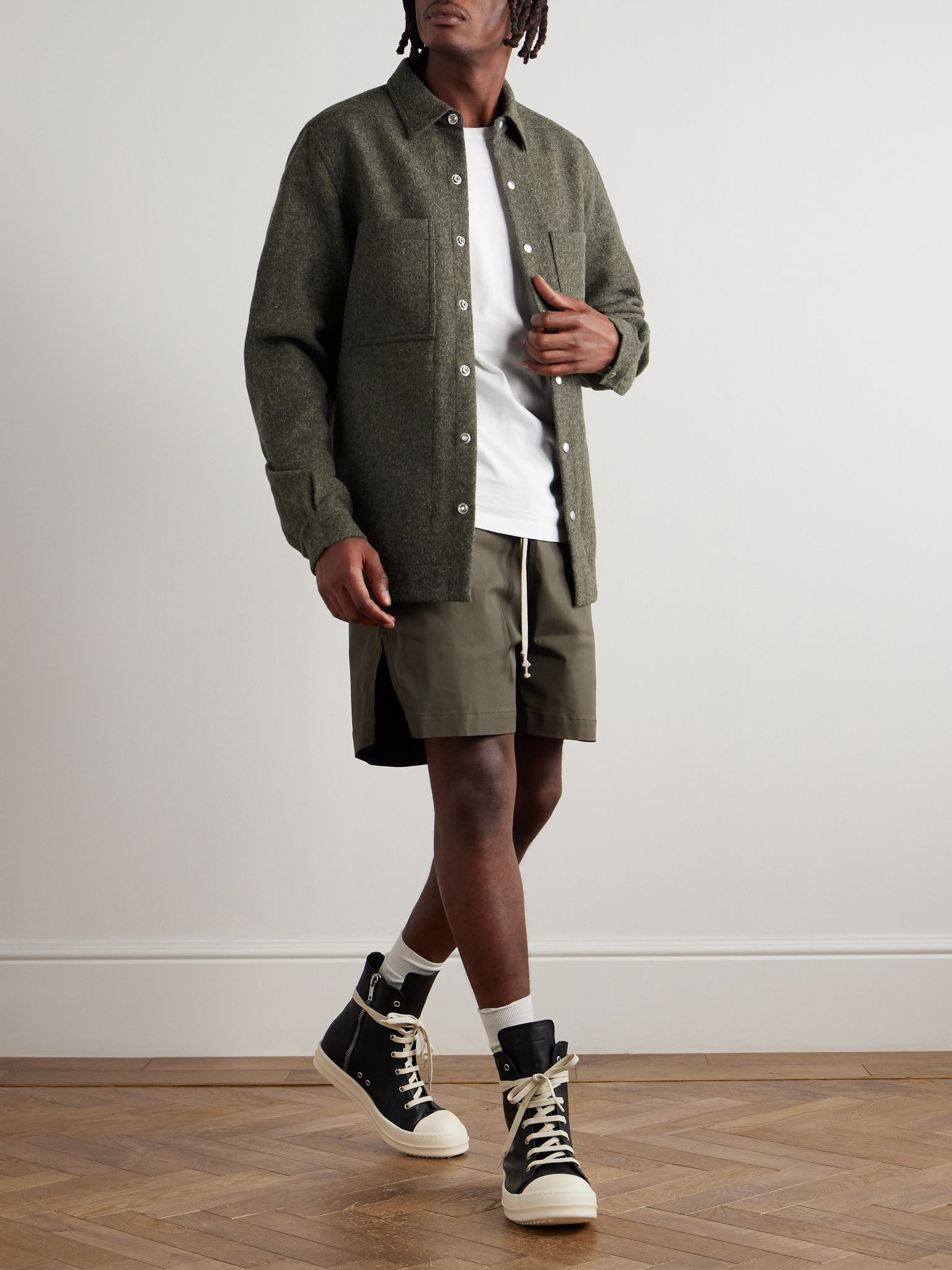 Melton Wool Overshirt Green - 2
