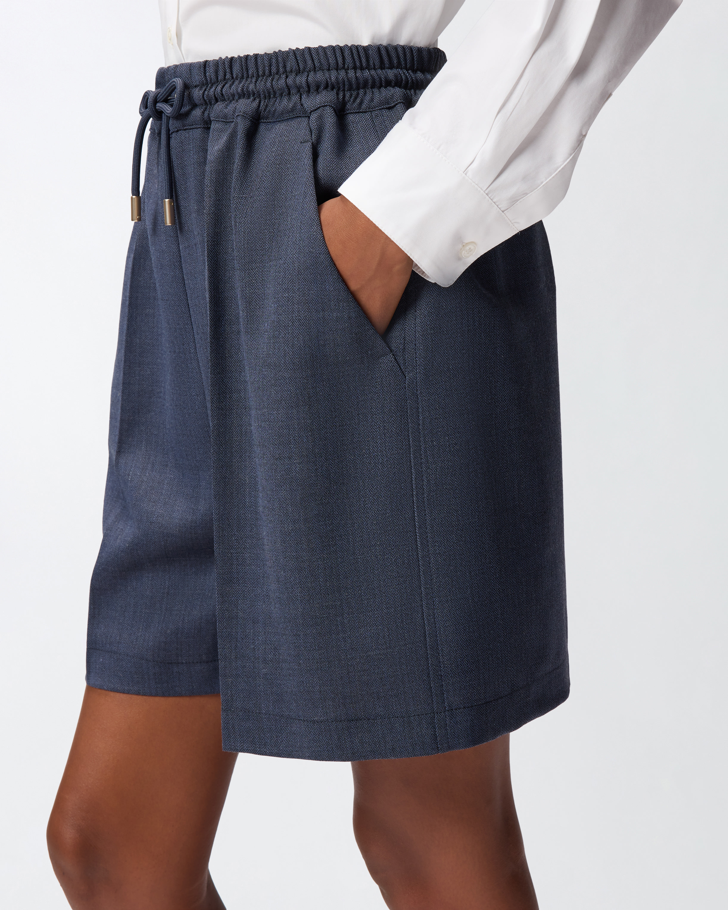 TEXTURED WOOL SHORTS - 5
