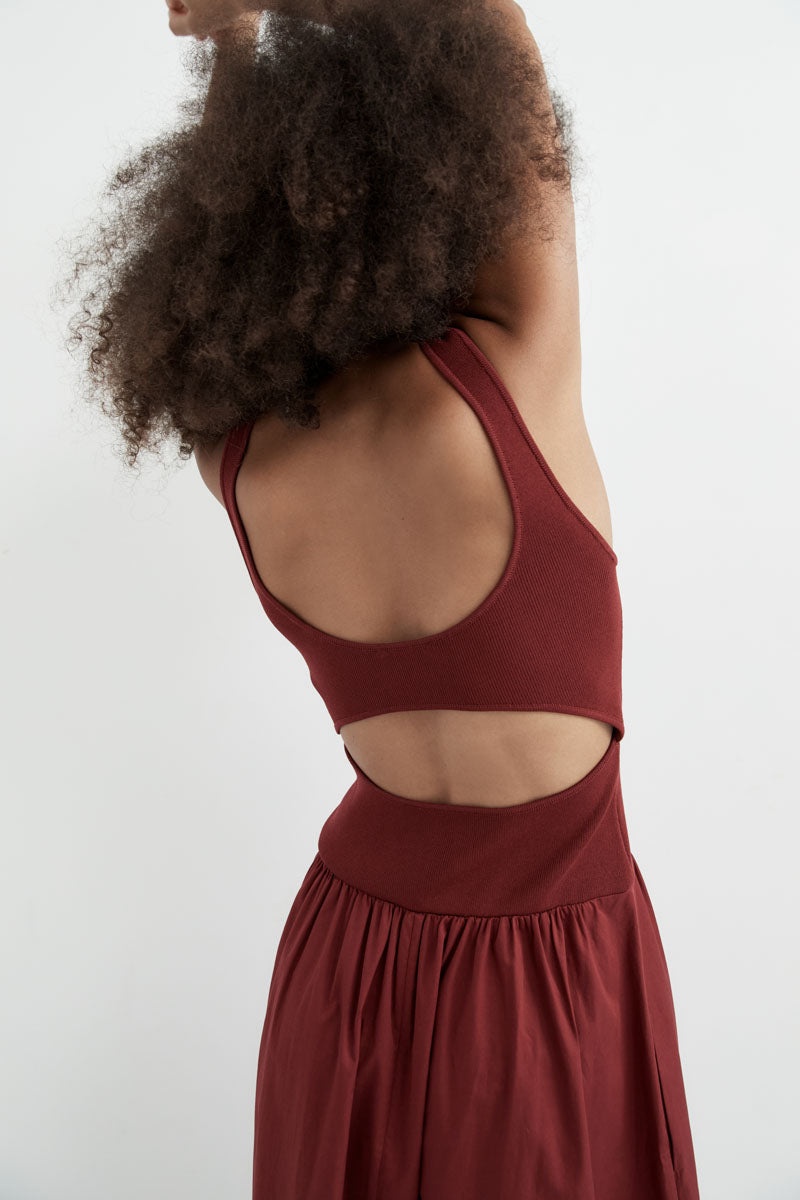 Bateau Cut Out Dress - Berry - 10