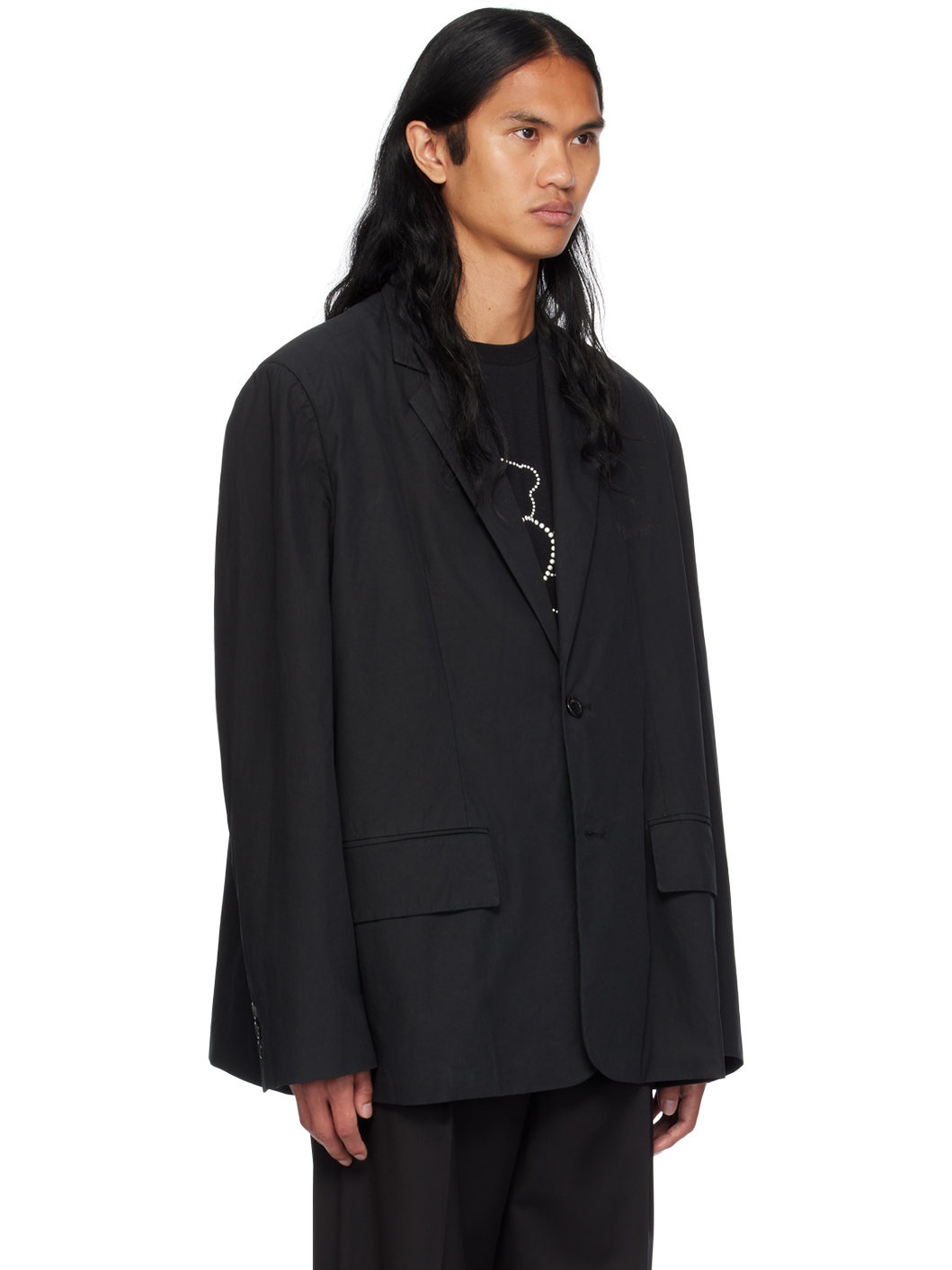 【関税込み】We11done ブラック シングルブレスト ベスト We11done Black Single Blazer | REVERSIBLE