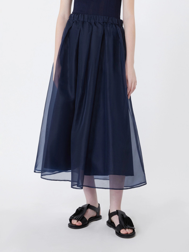 VISINO Pleated silk organza skirt - NAVY 3