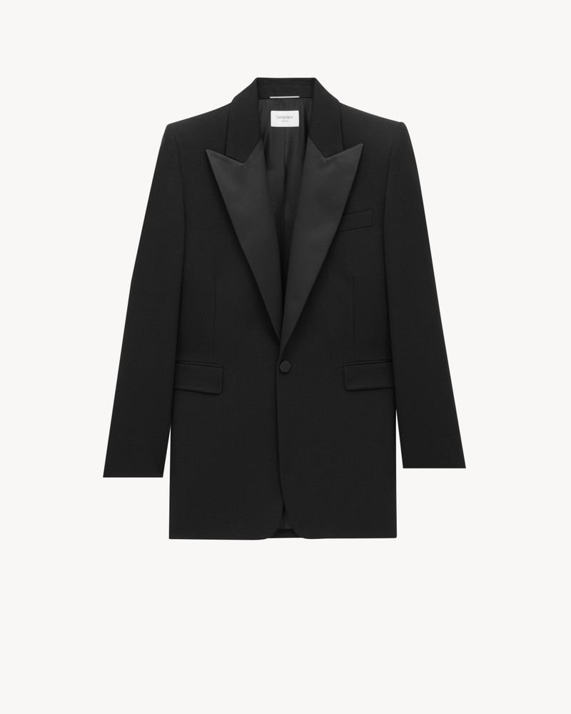 SAINT LAURENT TUXEDO JACKET IN GRAIN DE POUDRE outlook