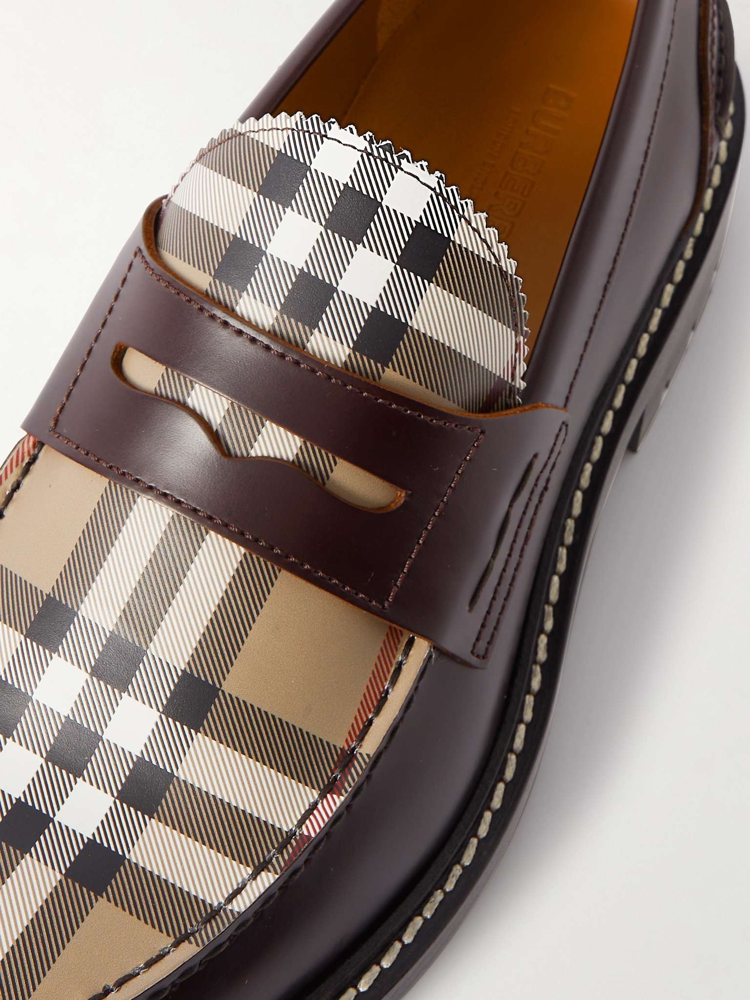 Burberry Checked Leather Penny Loafers mrporter REVERSIBLE