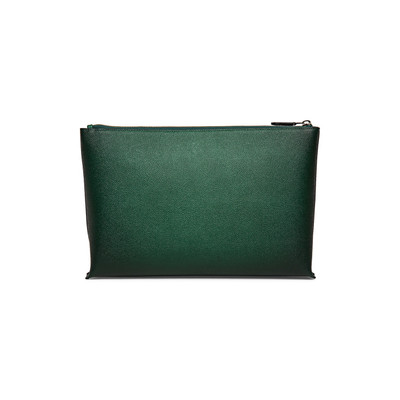 Santoni Green saffiano leather pouch outlook