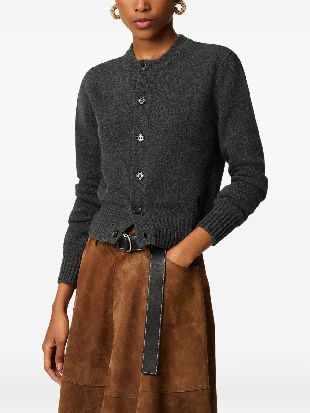 heart-embroidered cashmere cardigan - 5