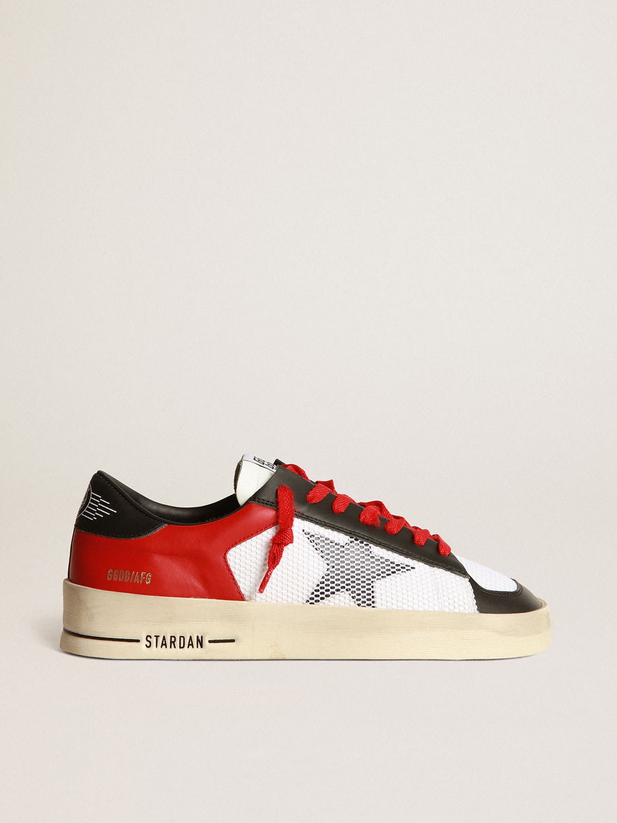 Stardan sneakers in red and white leather with mesh inserts - 1