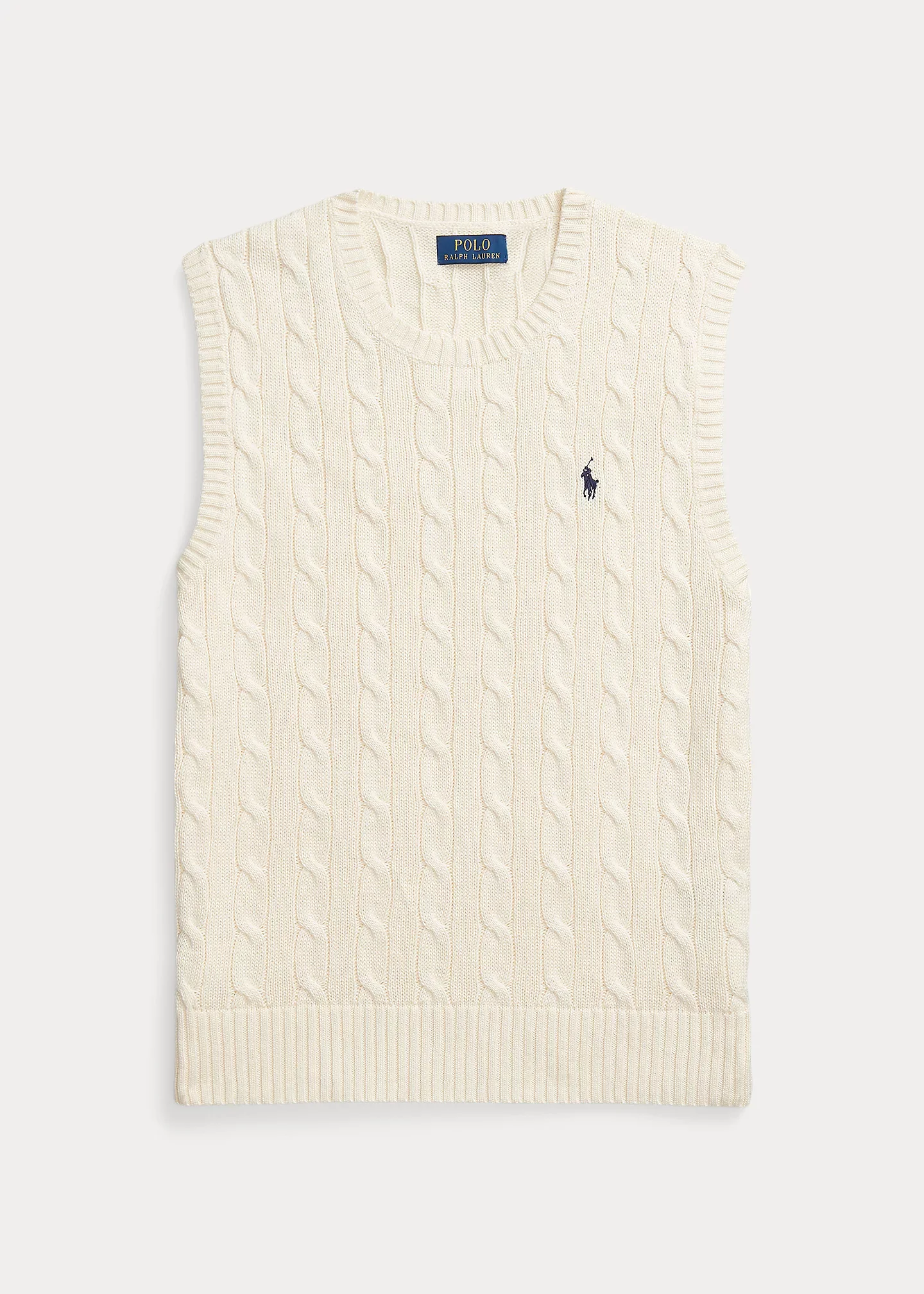 Cable-Knit Cotton Sweater Vest - 1