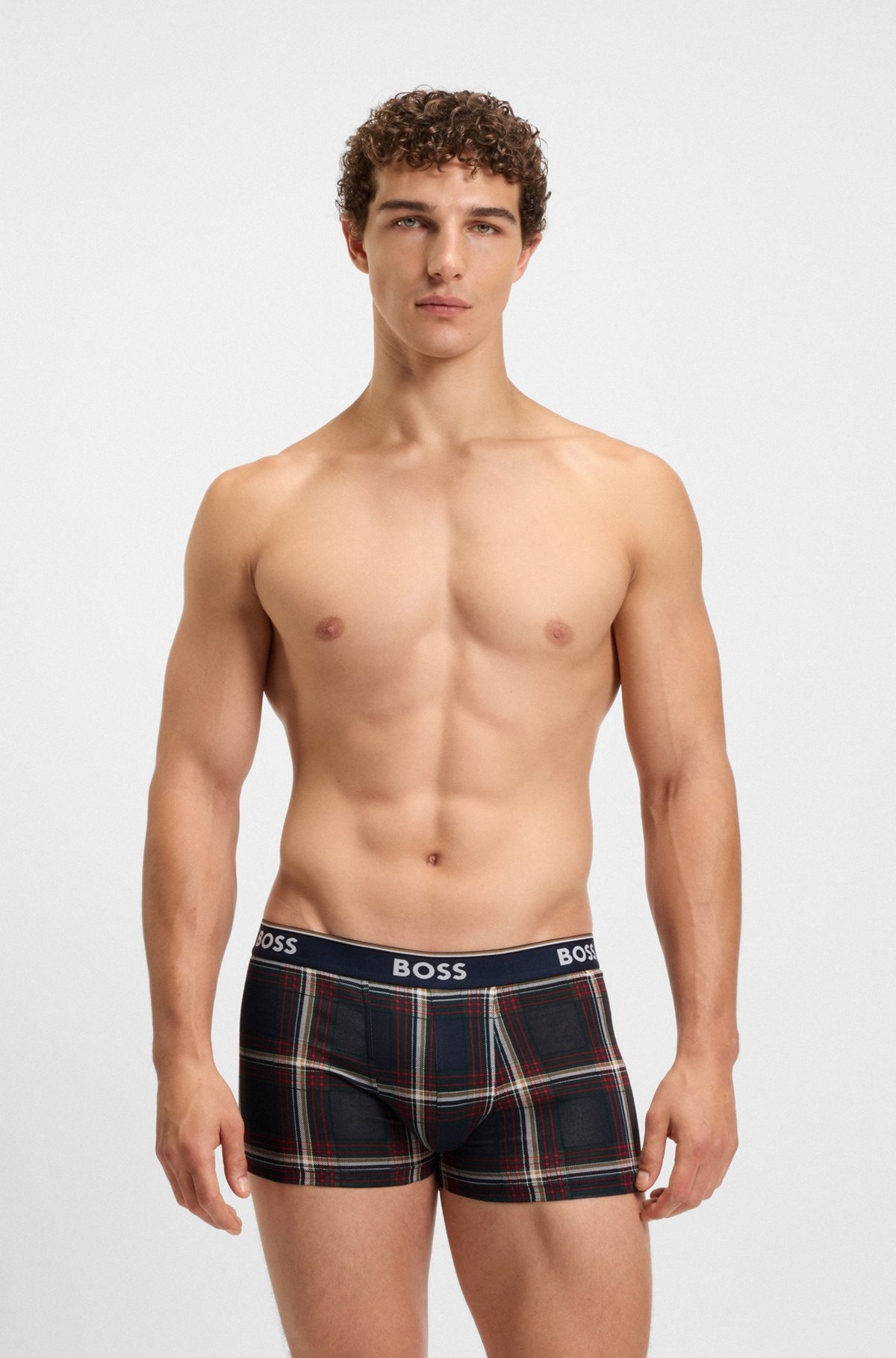 THREE-PACK OF STRETCH-COTTON TRUNKS WITH LOGO WAISTBAND - 2