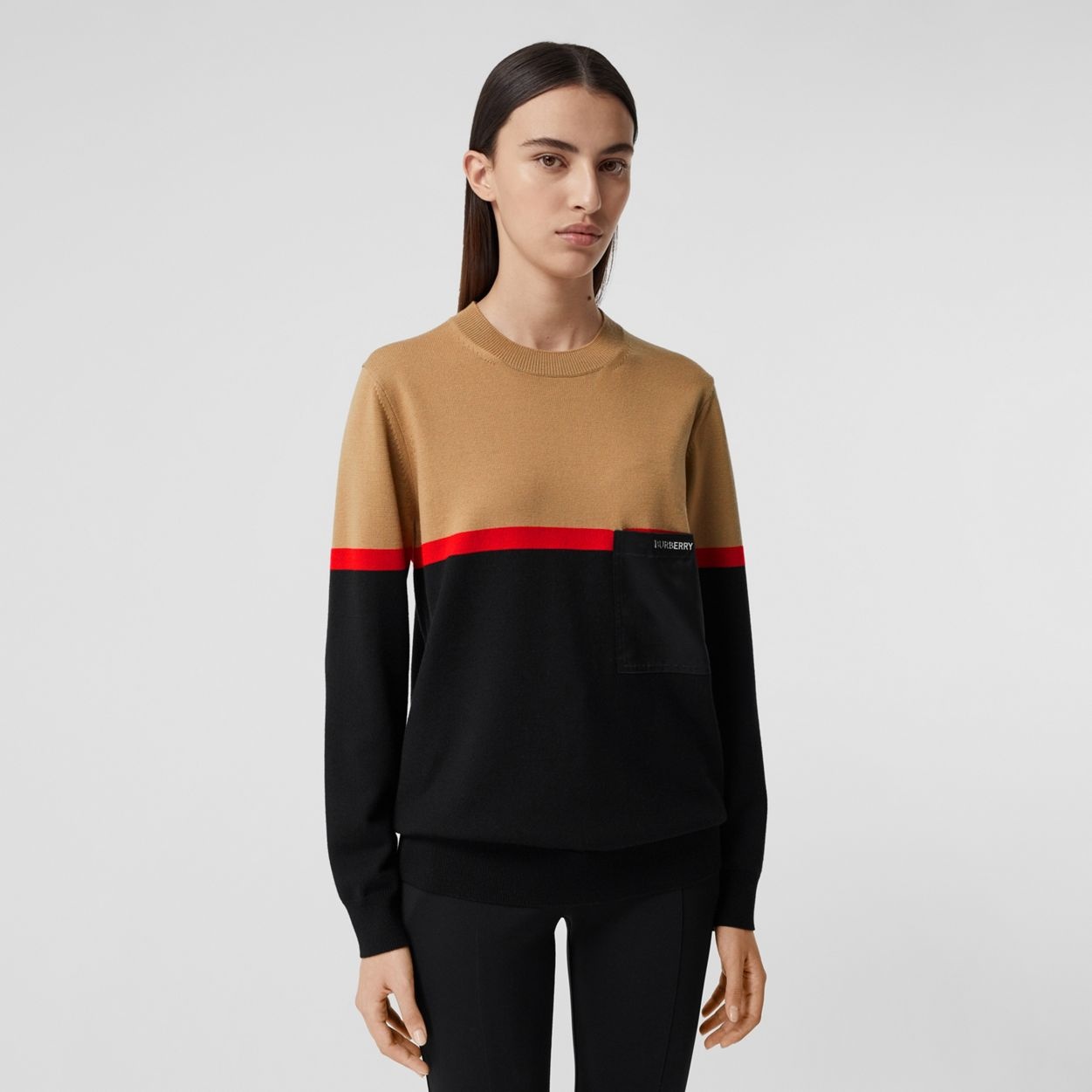 Colour Block Merino Wool Cotton Sweater - 5