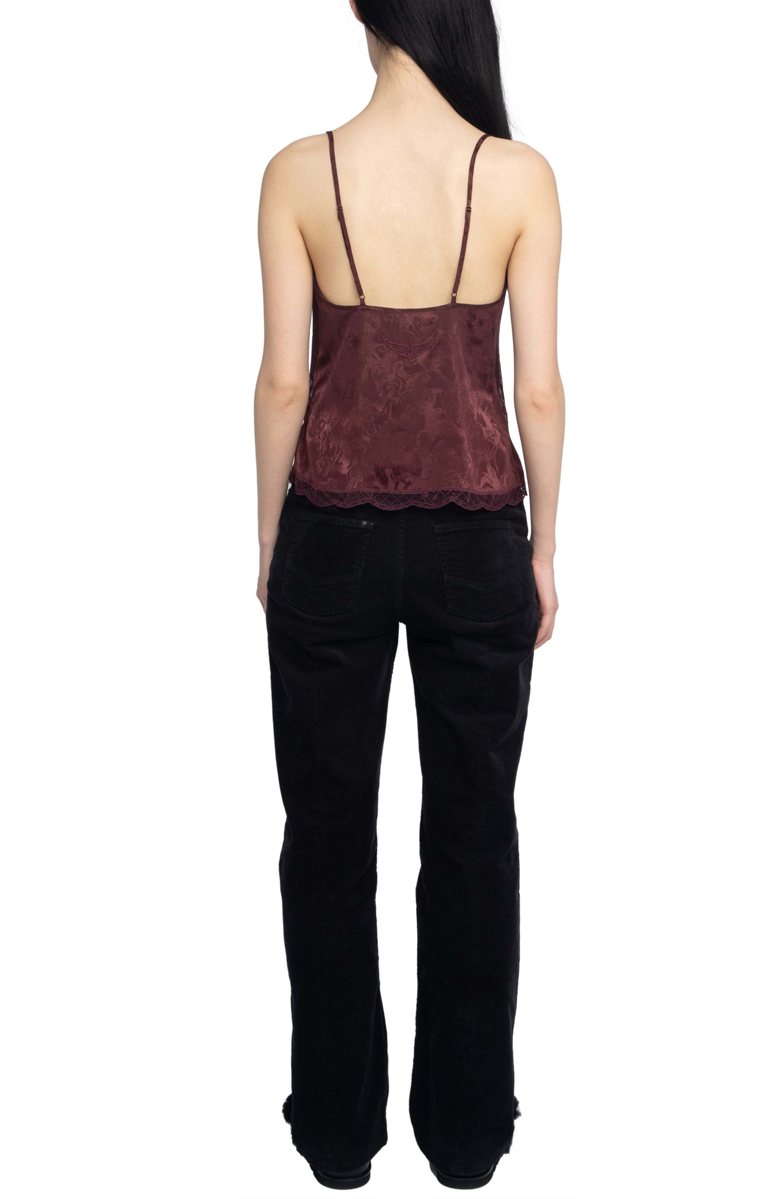 Zadig & Voltaire Cishi Silk Jacquard Camisole in Burgundy at Nordstrom - 8