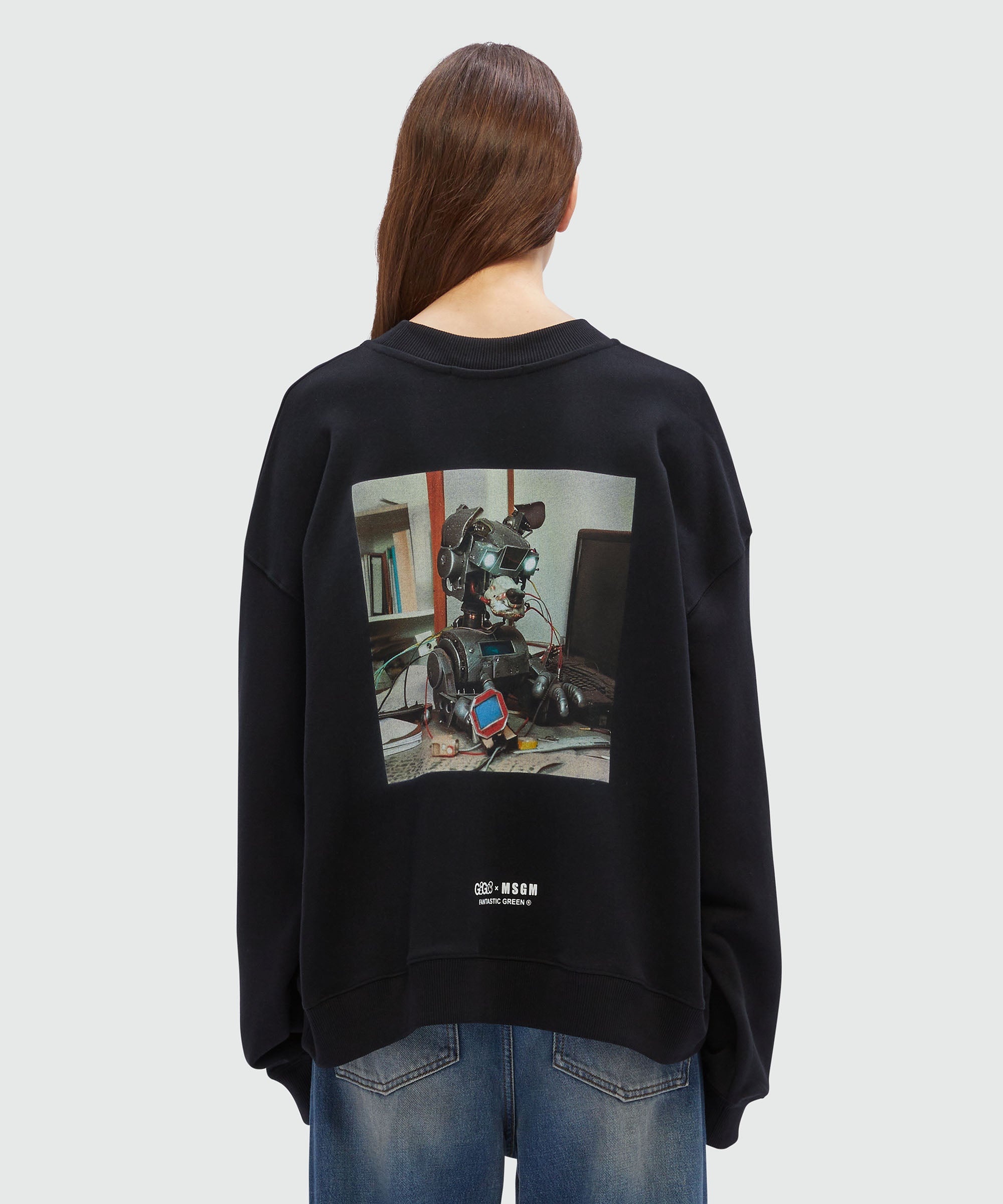 Black organic cotton sweatshirt with "WOW!" quotes - 7