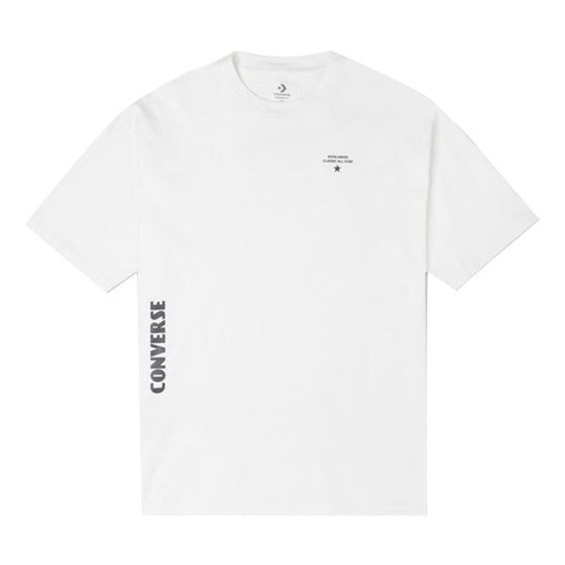 Men's Converse Skate Loose Printing Sports Round Neck Short Sleeve White 10021508-A03 - 1