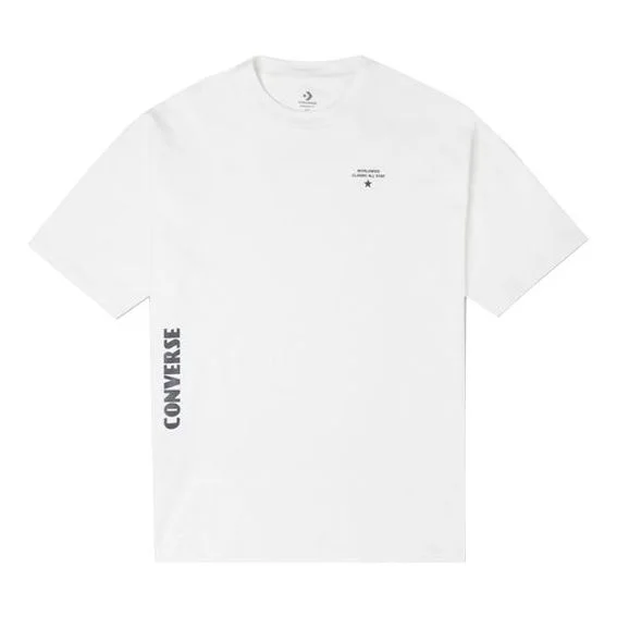 Men's Converse Skate Loose Printing Sports Round Neck Short Sleeve White 10021508-A03 - 1