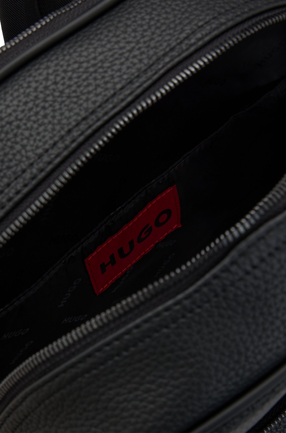 GRAINED FAUX-LEATHER BACKPACK WITH STACKED-LOGO TRIM - 4