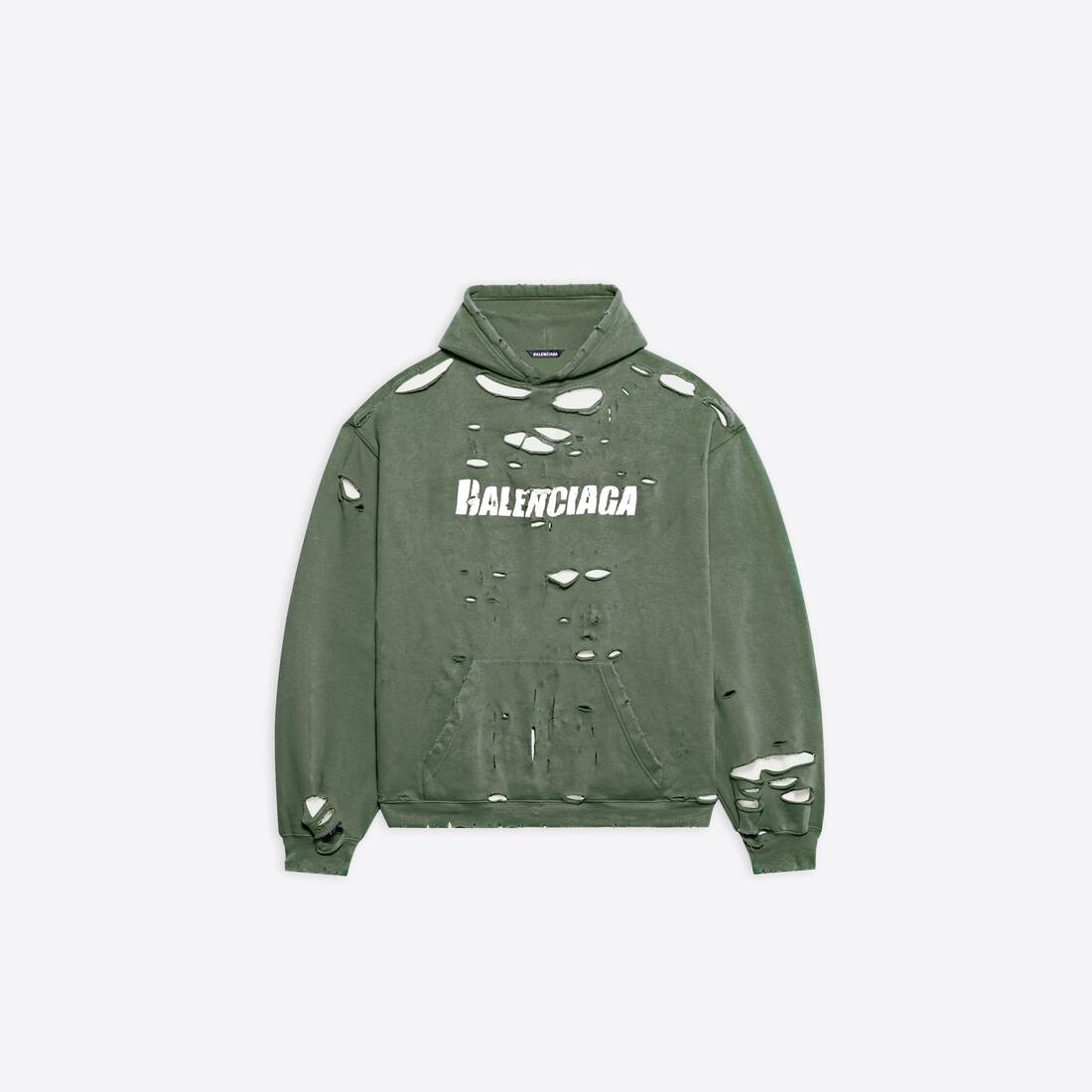 Destroyed Hoodie in Green - 1