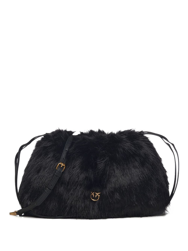 faux-fur logo-plaque clutch bag 1