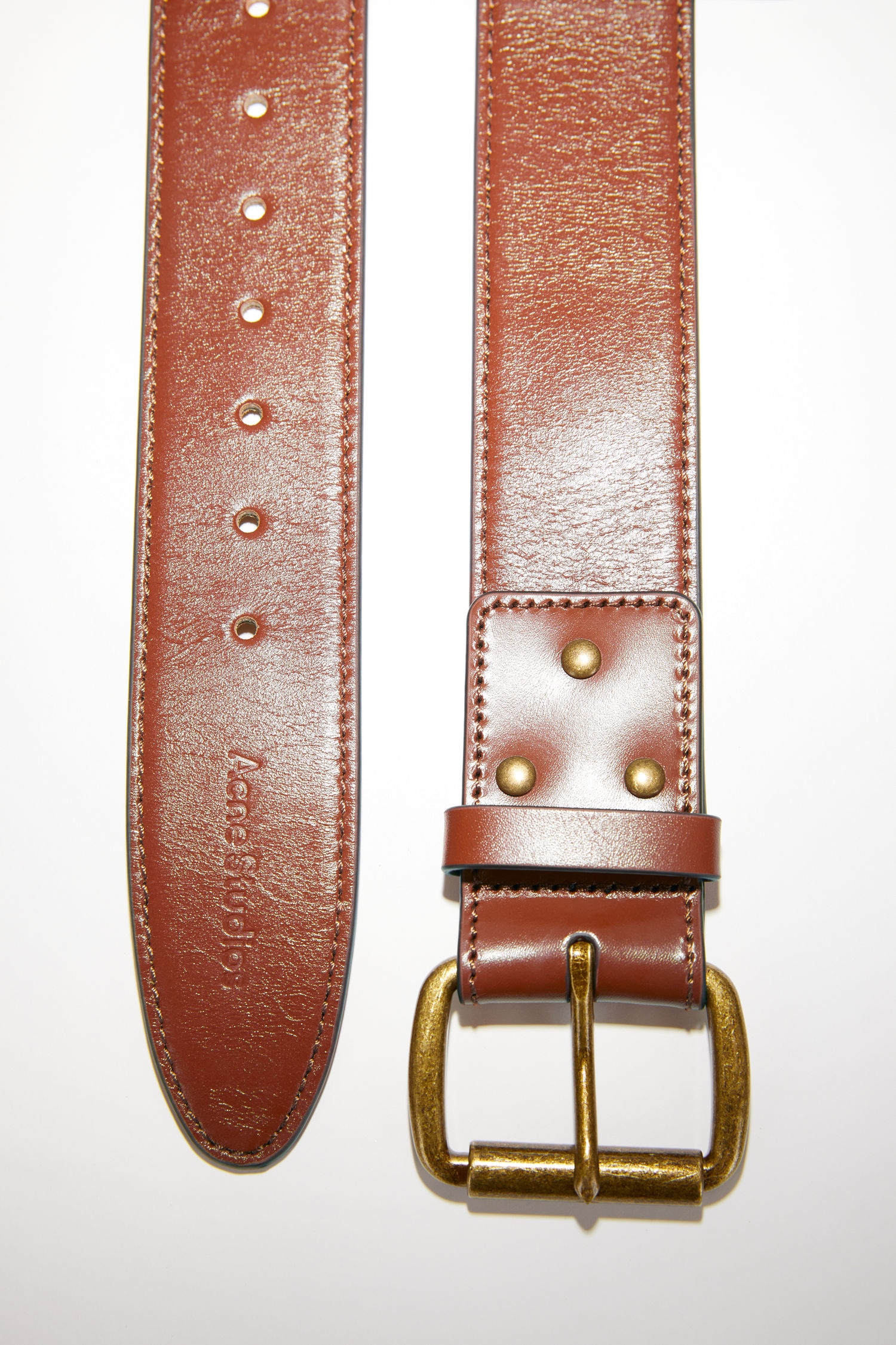 Wide leather belt - Brown - 2