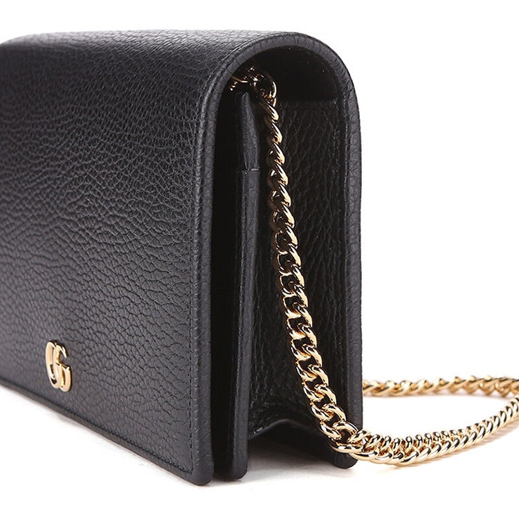 (WMNS) Gucci Marmont Leather Mini Chain Bag 'Black Gold' 497985-CAO0G-1000 - 6