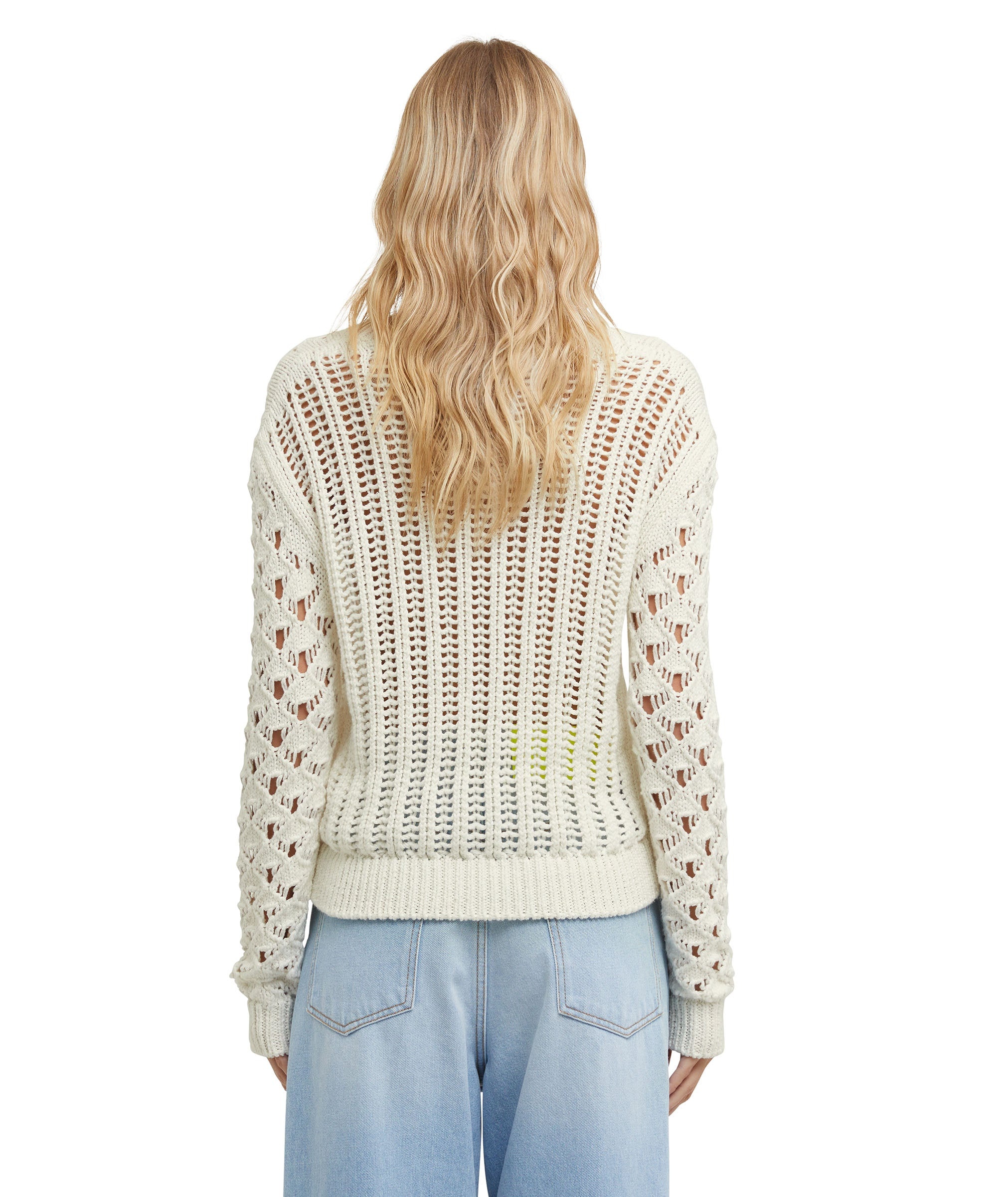 Crochet cotton crewneck cardigan - 3