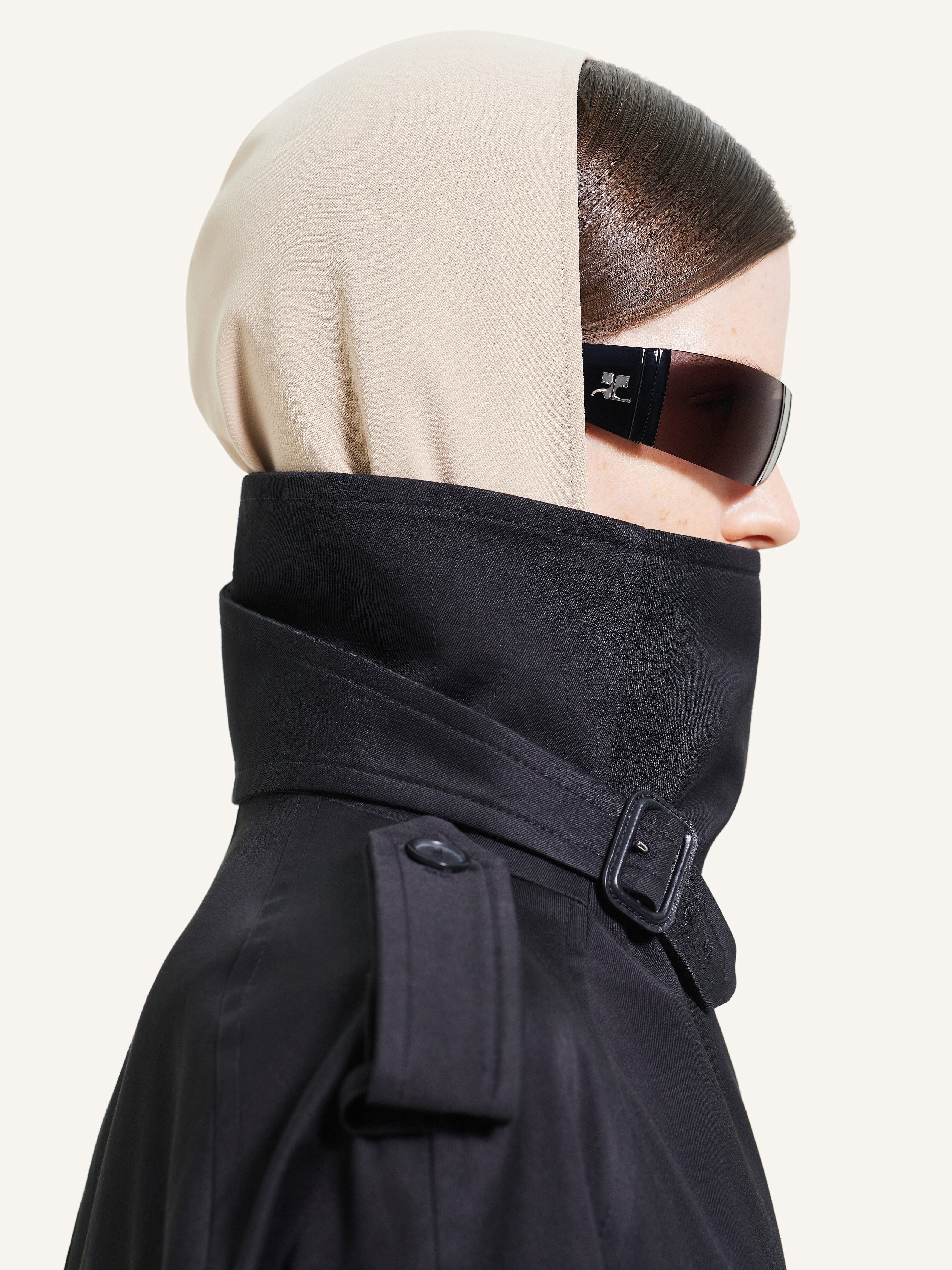 SHORT OBLIQUE TRENCH COAT - 4