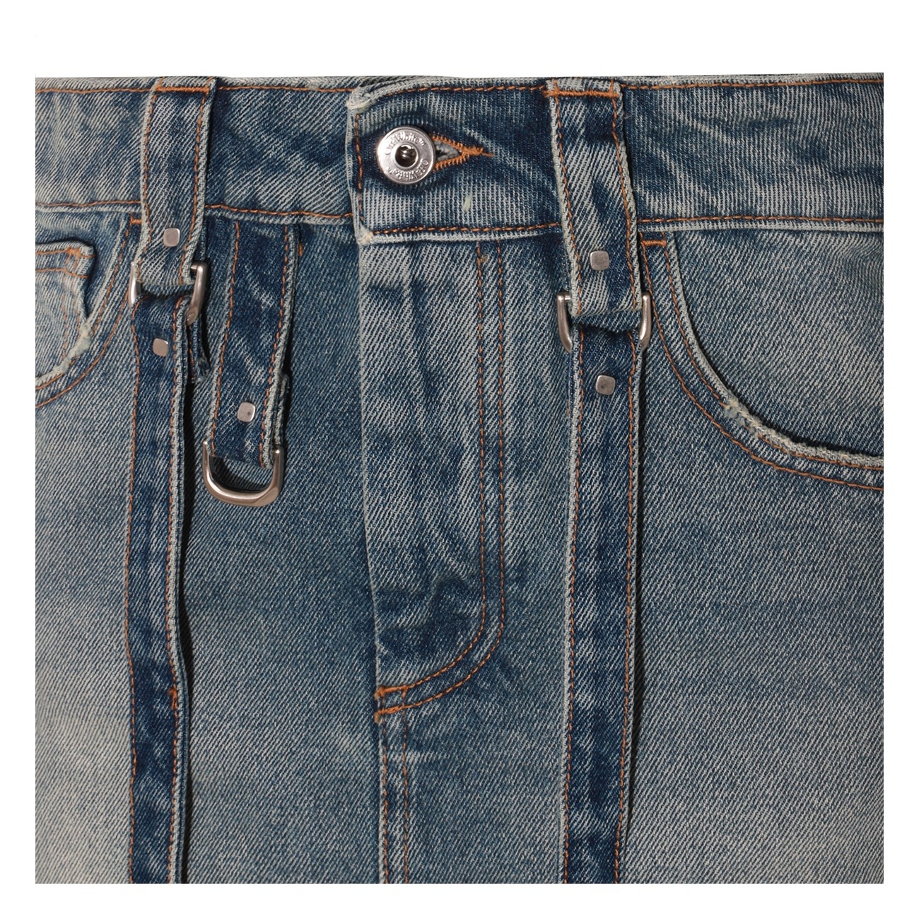 blue cotton denim skirt - 3