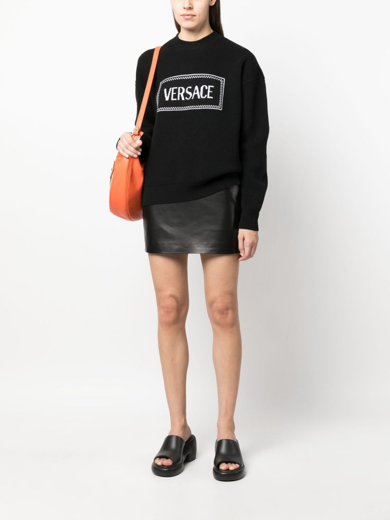 VERSACE logo-intarsia ribbed jumper outlook