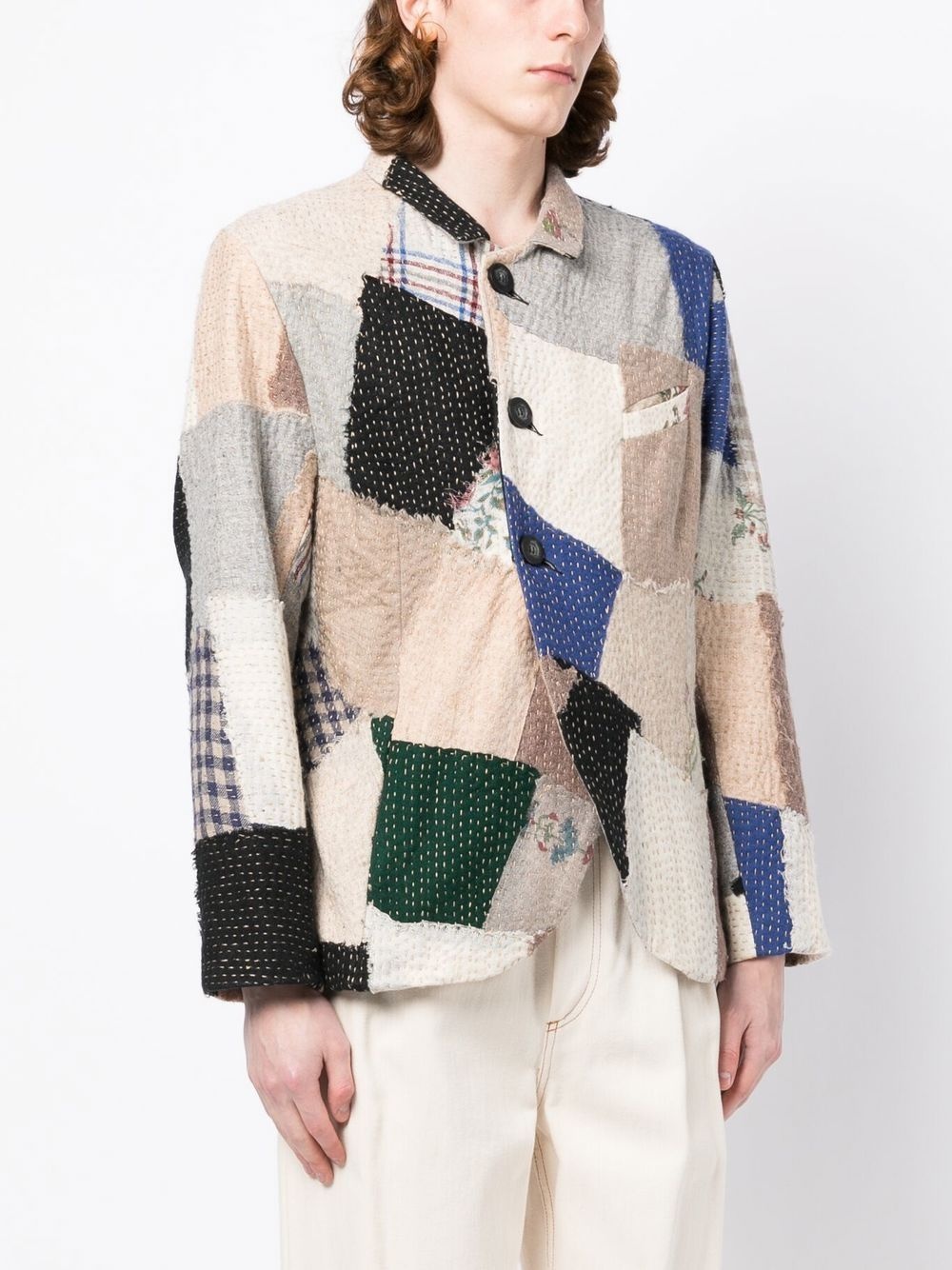 patchwork wool jacket - 3
