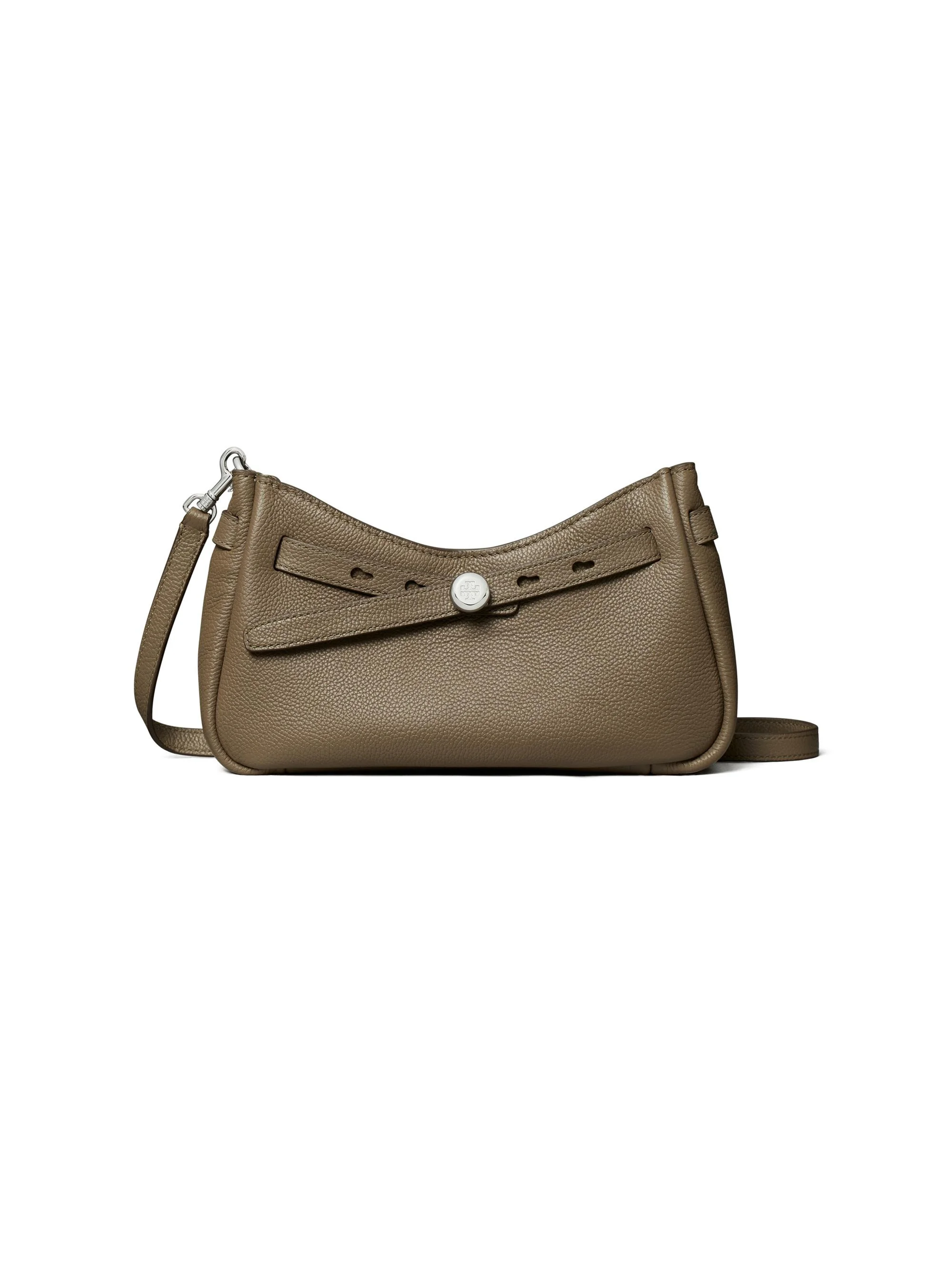 Women's Textured Leather Crossbody Bag - Wild Mushroom - 1