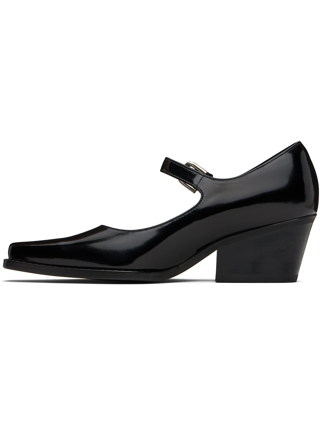 Black Western Mary Jane Heels - 3