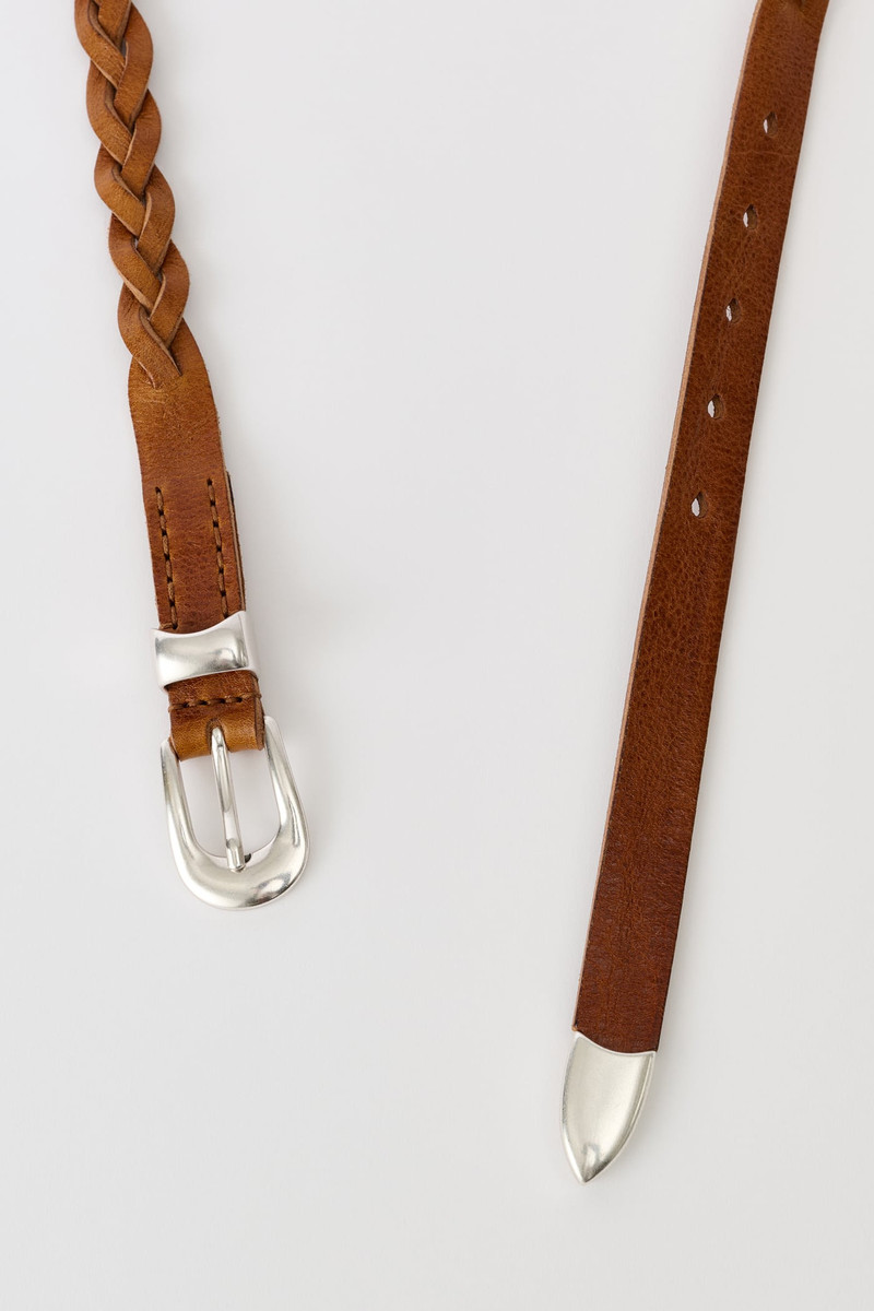 Our Legacy 2 cm Braided Belt Cognac Leather outlook