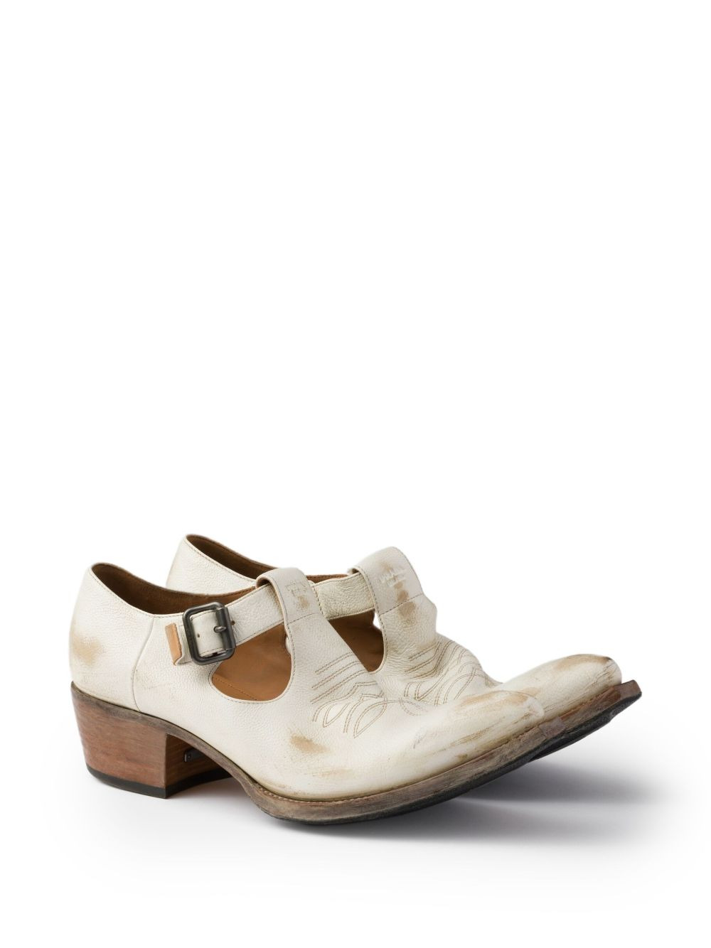 buckle-detail stitched loafers - 2