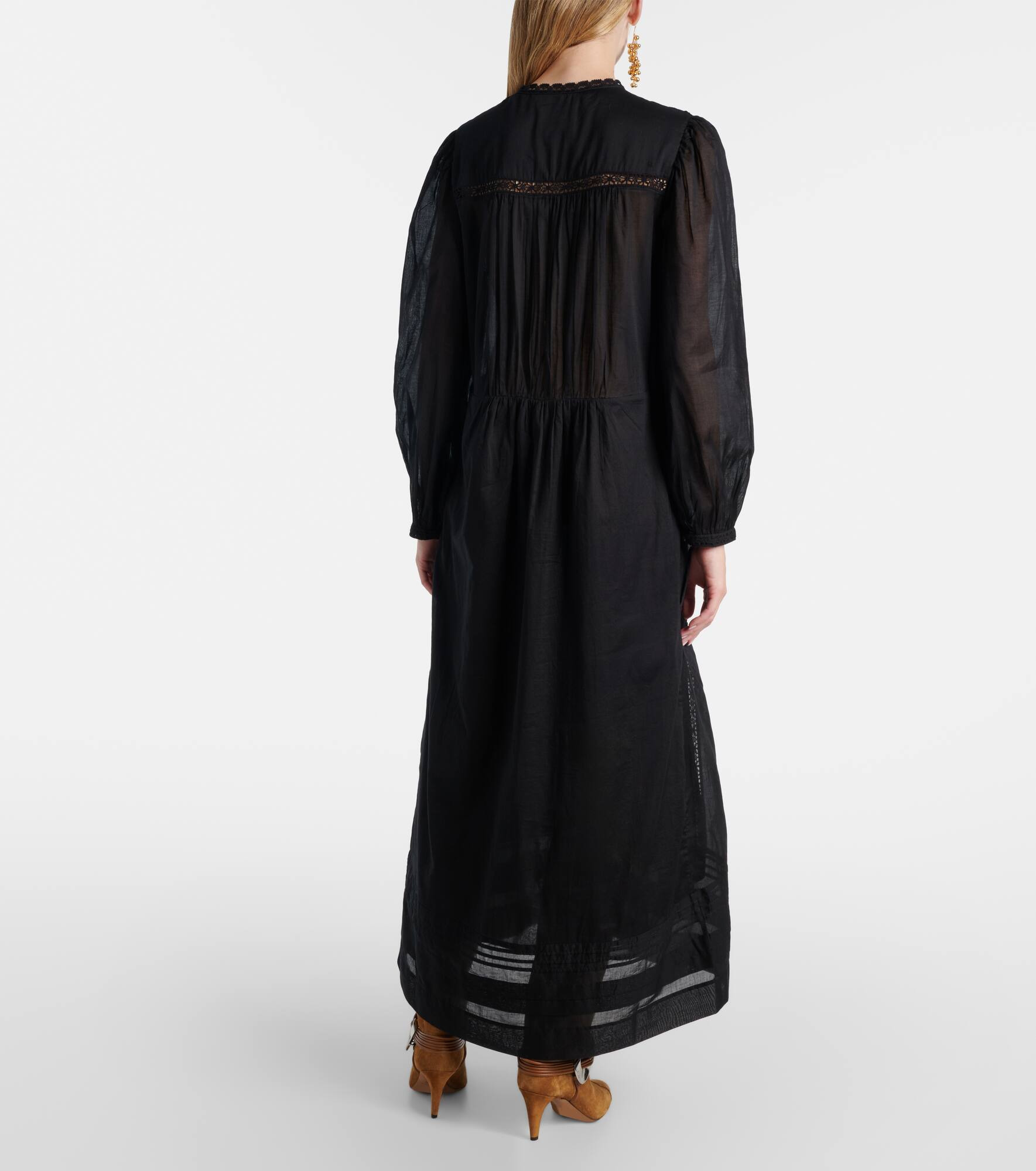 Gisela lace-trimmed cotton maxi dress - 3