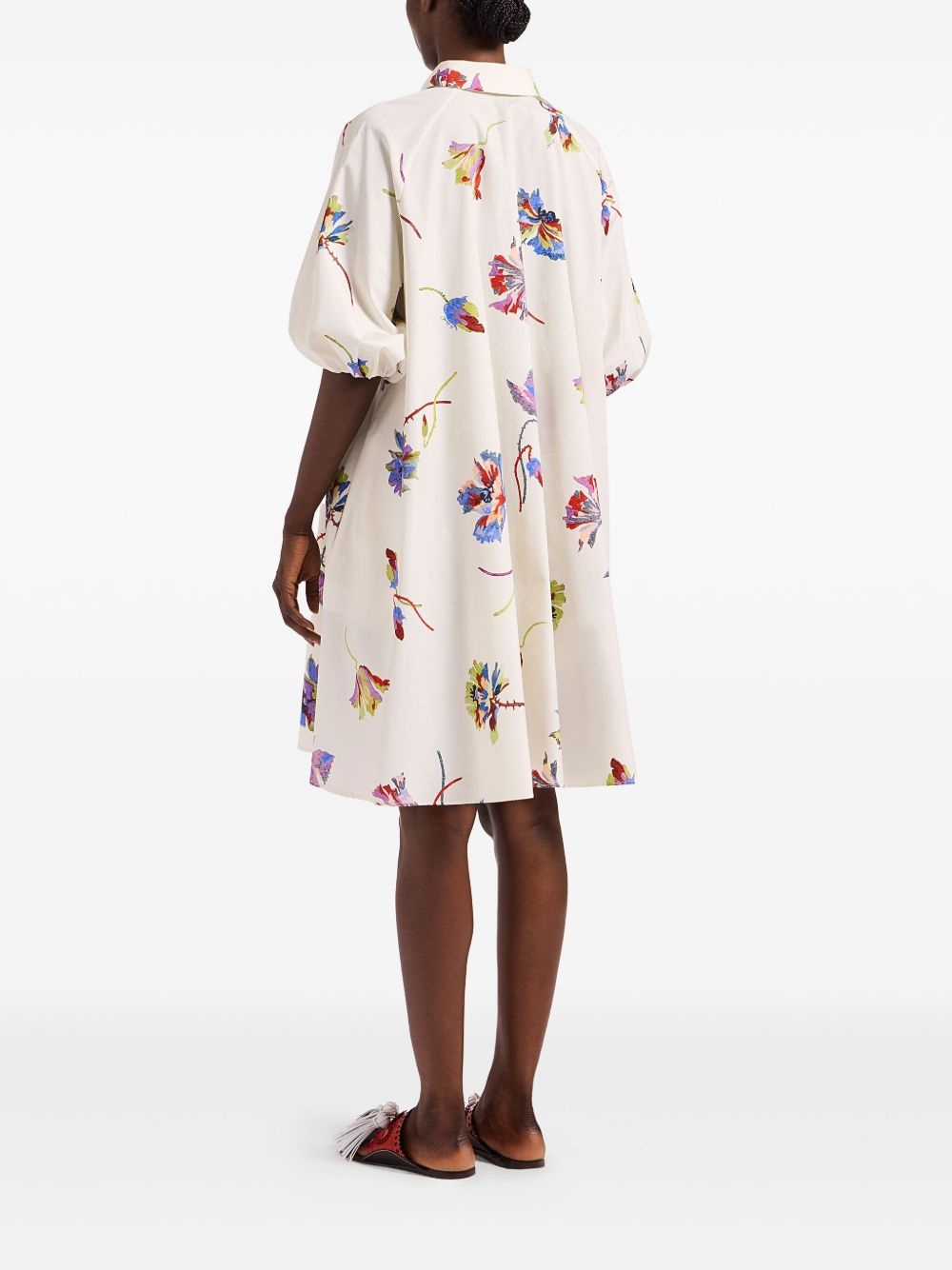 Sunburst floral-print puff-sleeve mini dress - 3