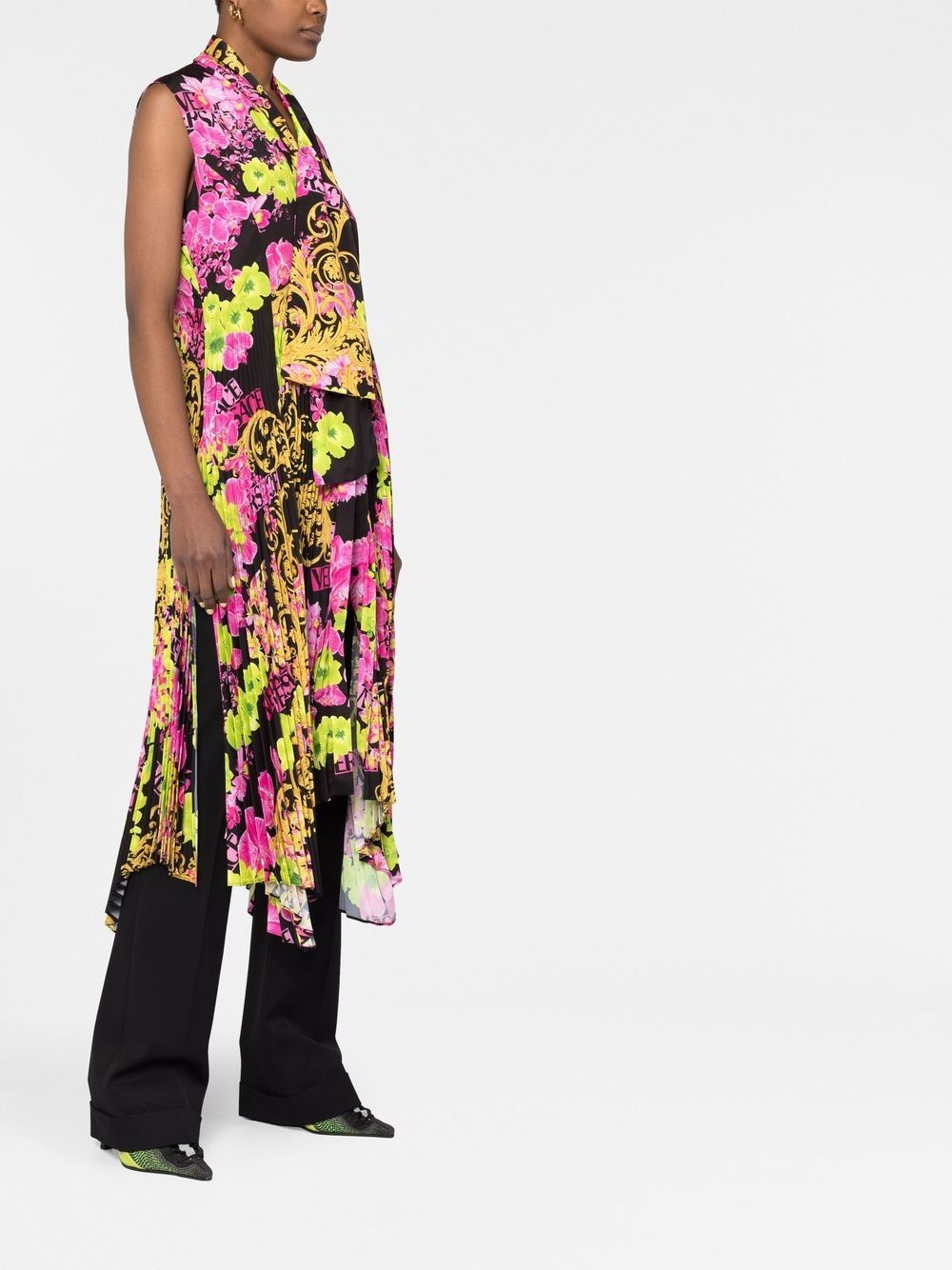 Logo Orchid-print midi dress - 4