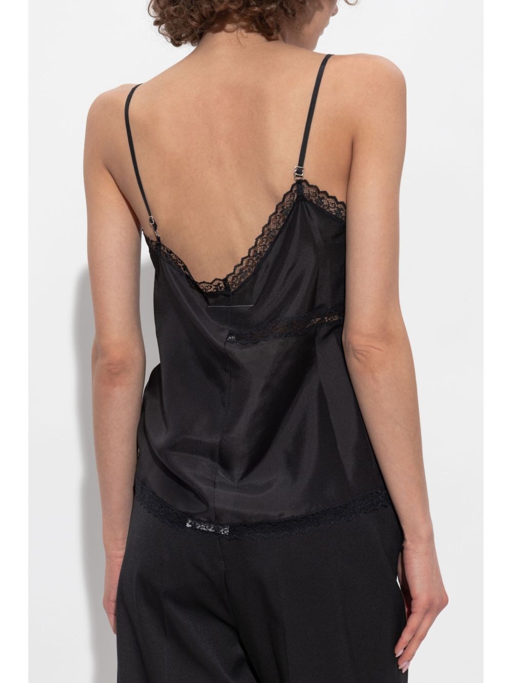 lace-detail silk top - 4