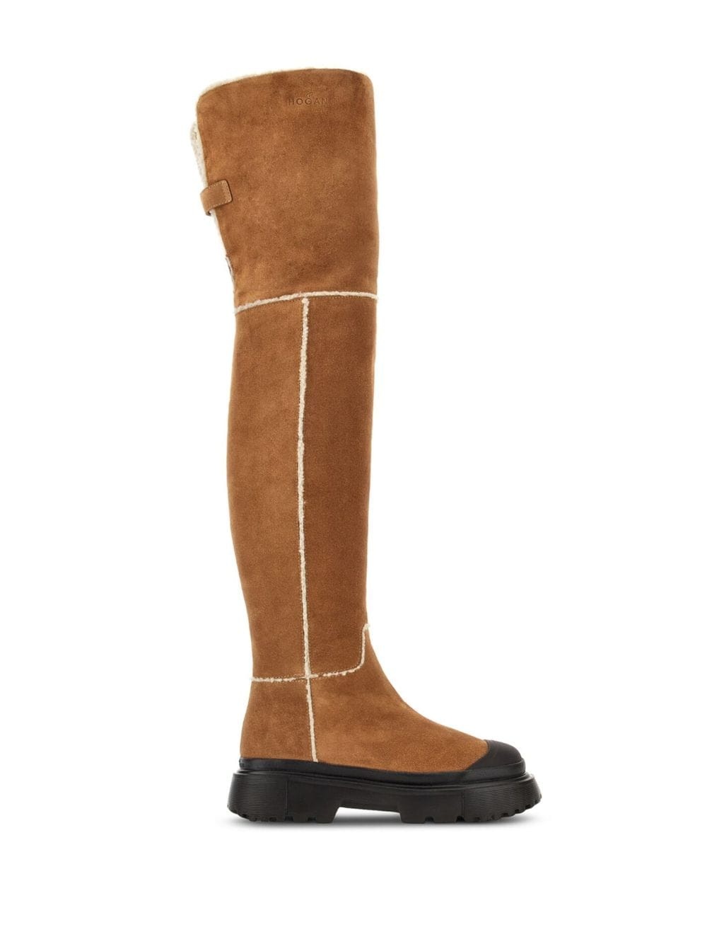 shearling-detailing suede boots - 5