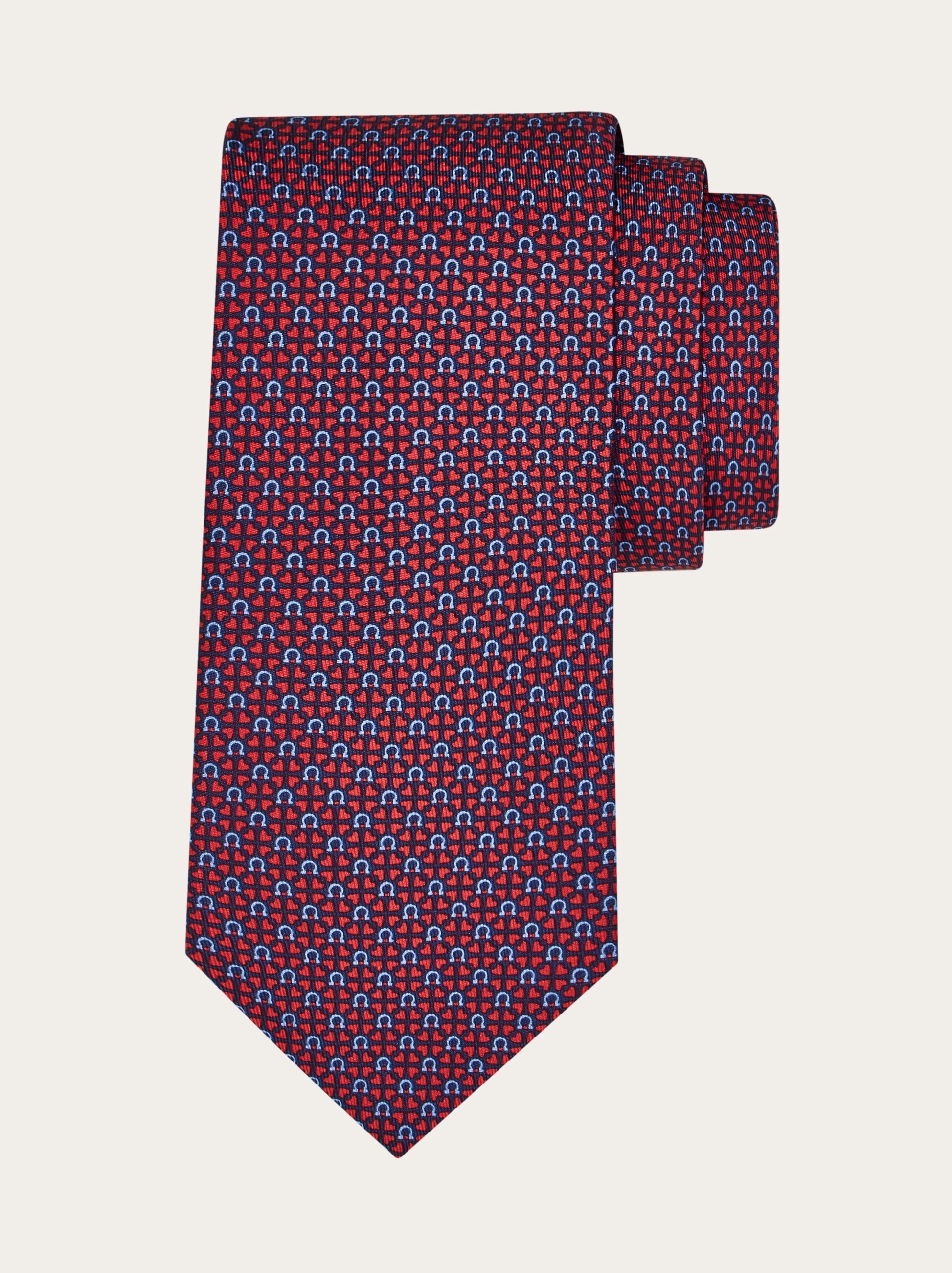 Gancini and hearts printed silk tie - 1