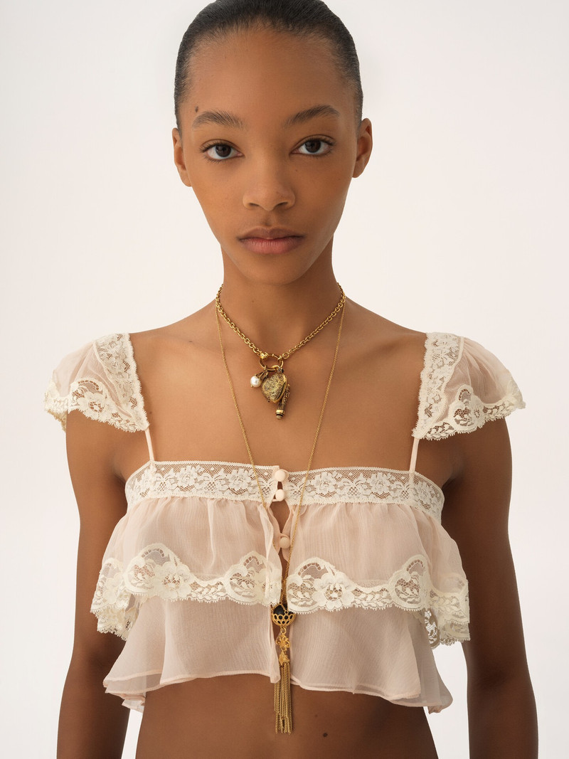 RUFFLED BRALETTE IN SILK MOUSSELINE & LACE 6