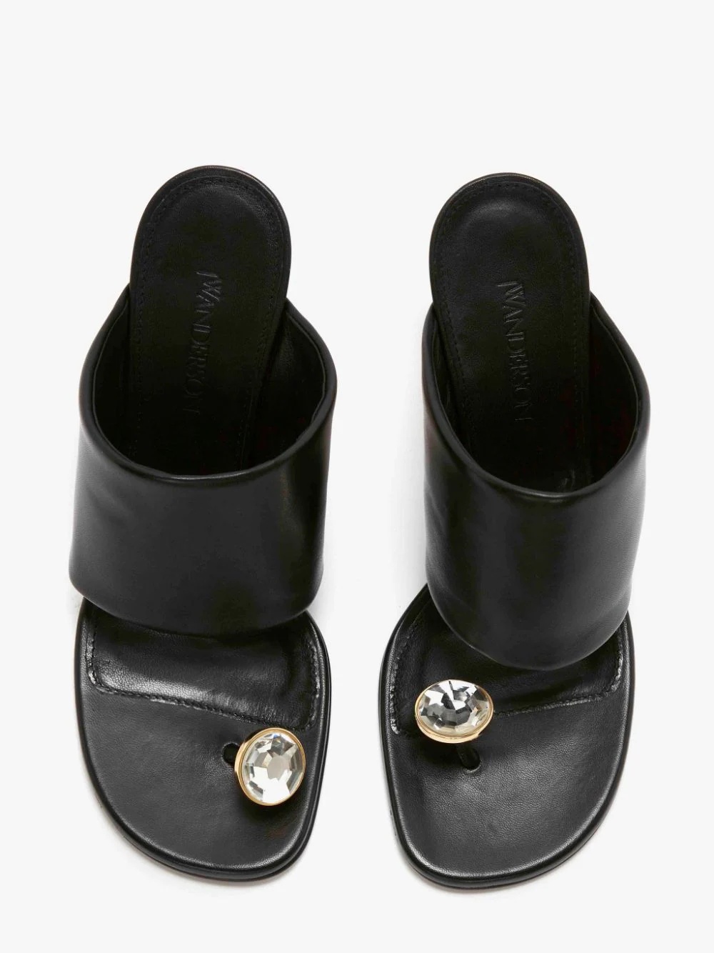 LEATHER DIAMOND CHAIN HEEL SANDAL - 3