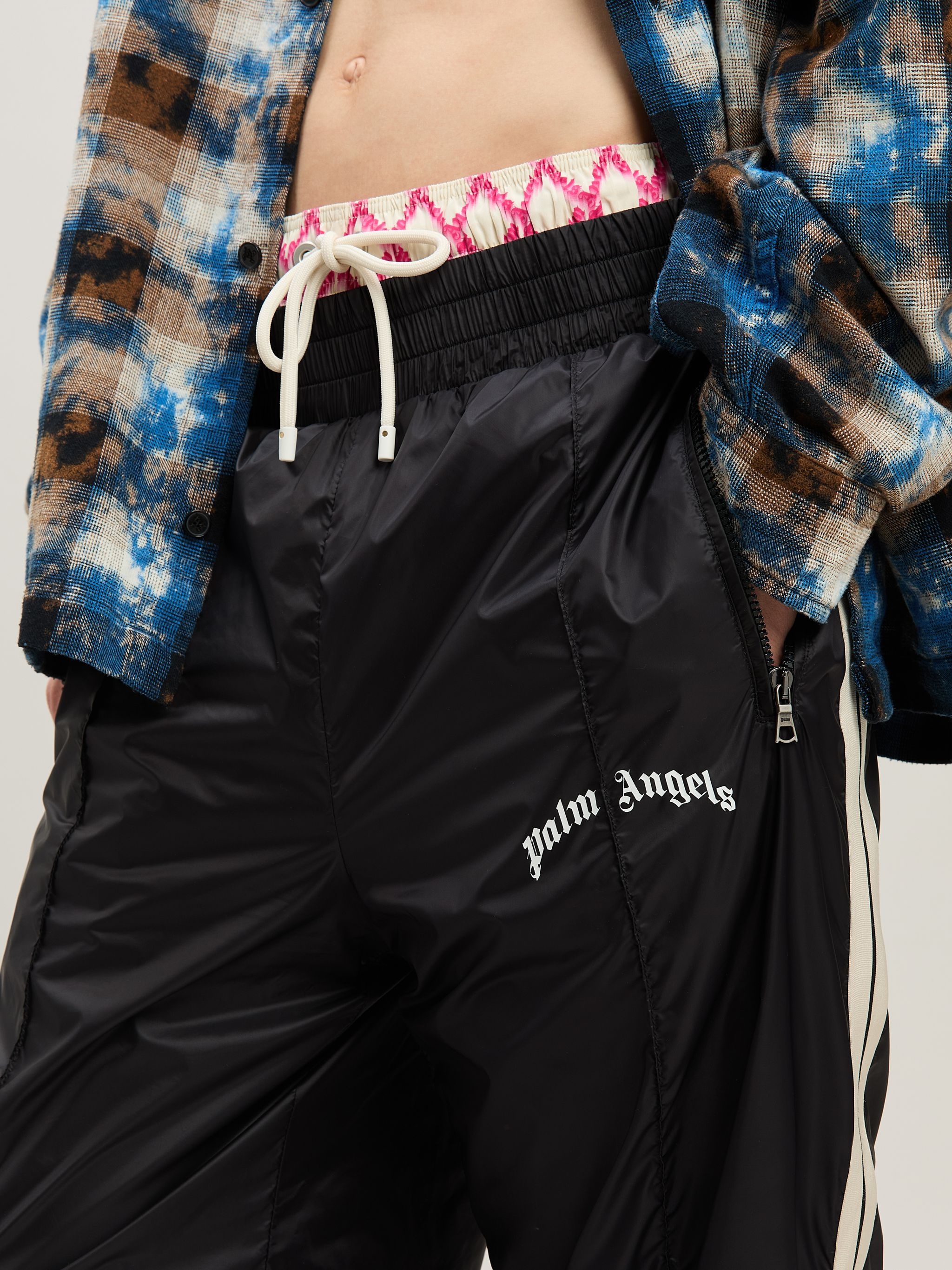 Nylon Track Pants Curved Logo - 6