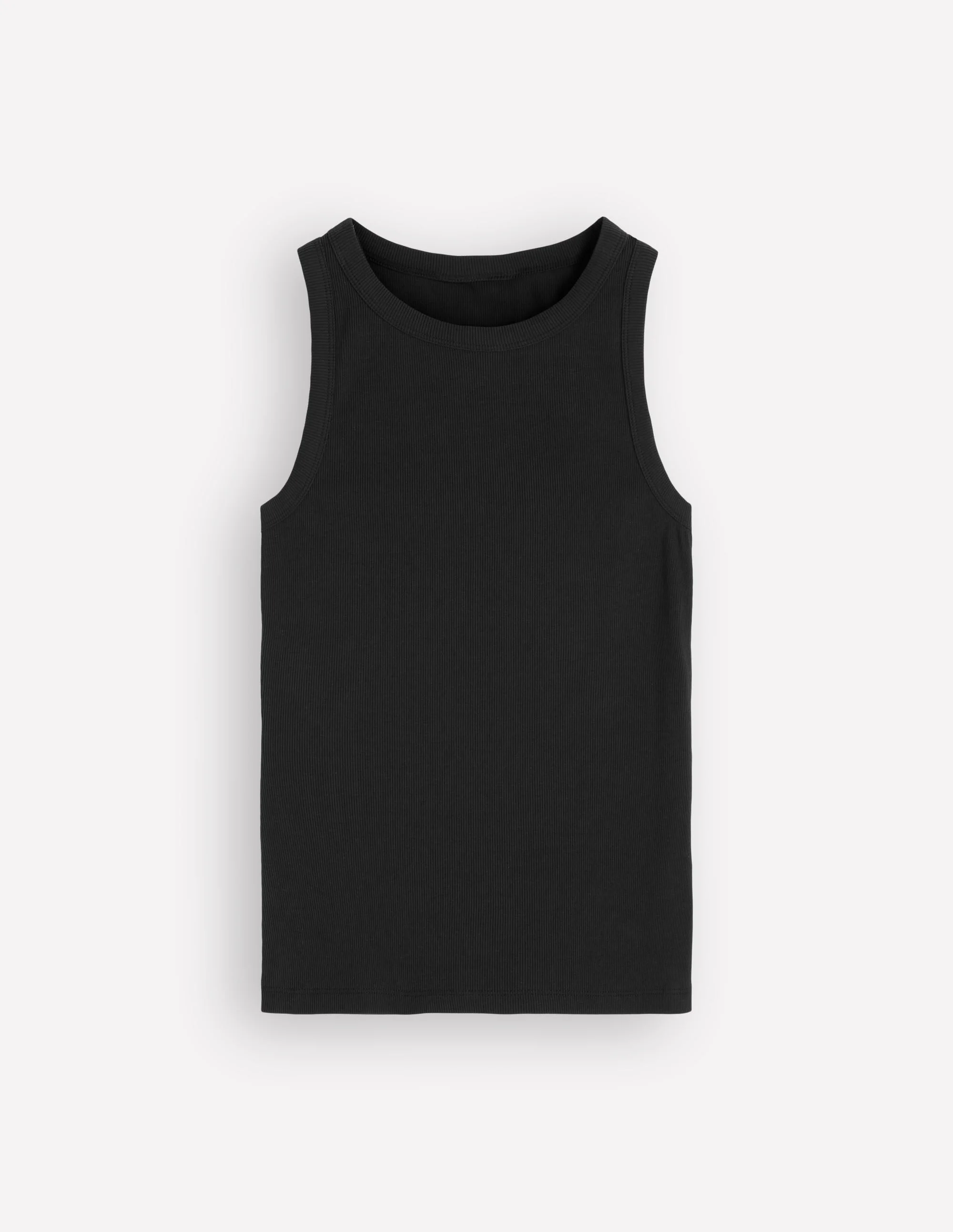 Ribbed Cotton Tank-Black - 1