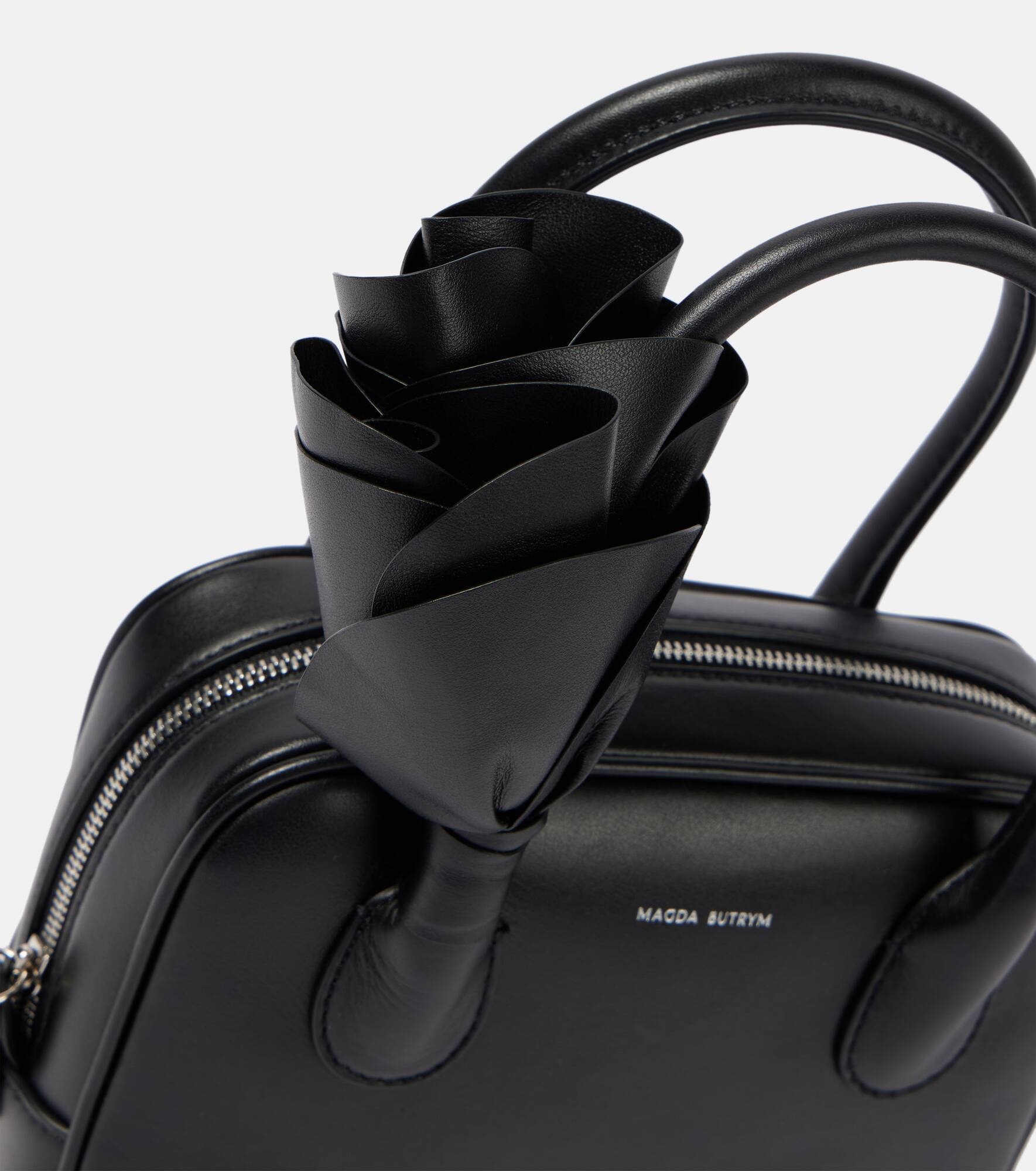 Brigette floral-appliqué leather tote bag - 6